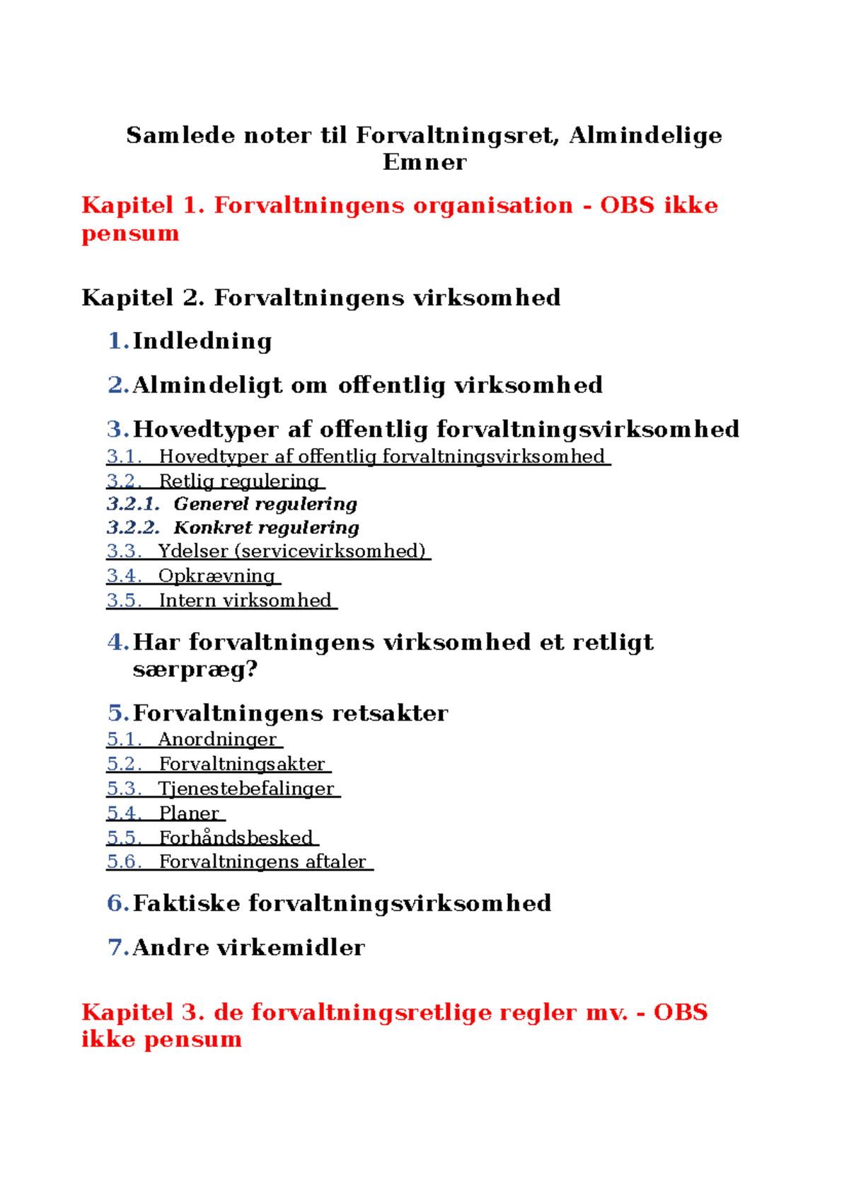 Samlede Noter Til Forvaltningsret, Almindelige Emner - Samlede Noter ...