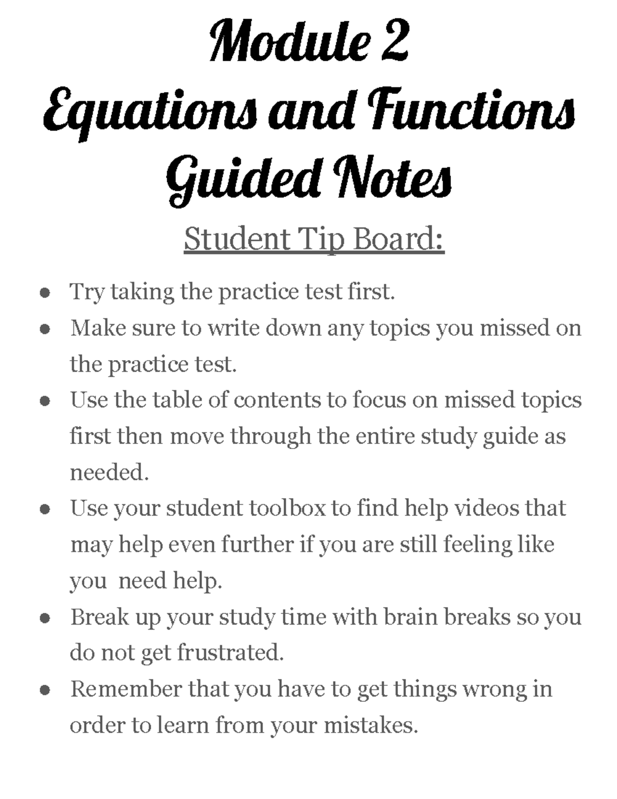 Module 2 Guided Notes - Module 2 Equations and Functions Guided Notes ...