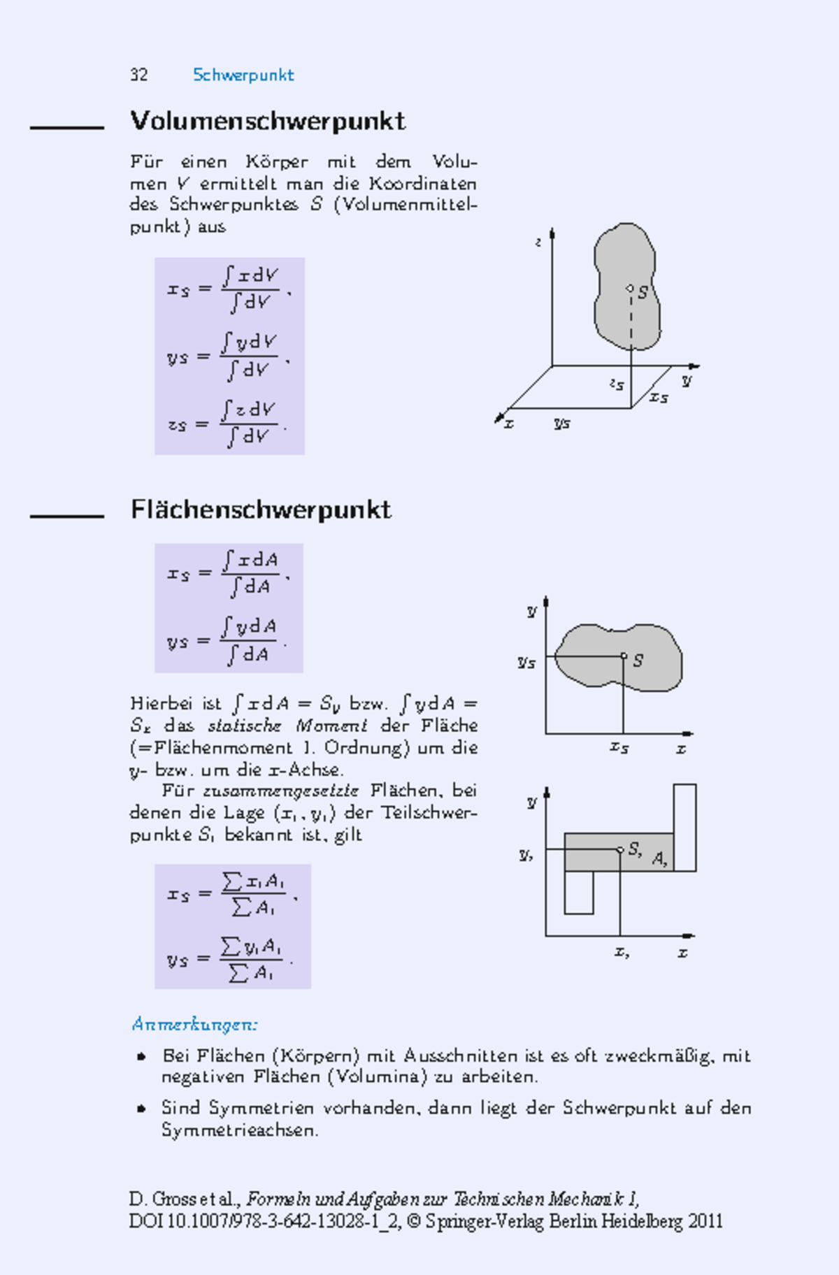 Formeln TM1-1 - Technische Mechanik Zusammenfassung - 32 Schwerpunkt ...