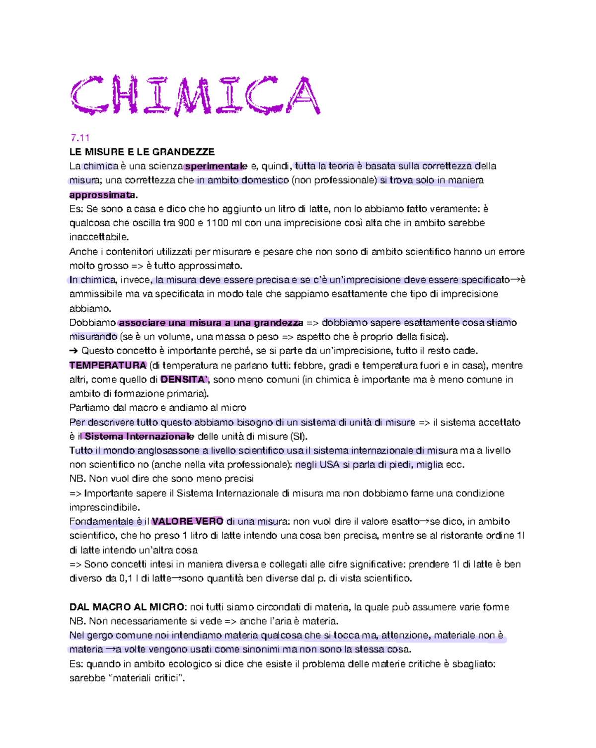 Chimica CHIMICA LE MISURE E LE GRANDEZZE La chimica è una scienza