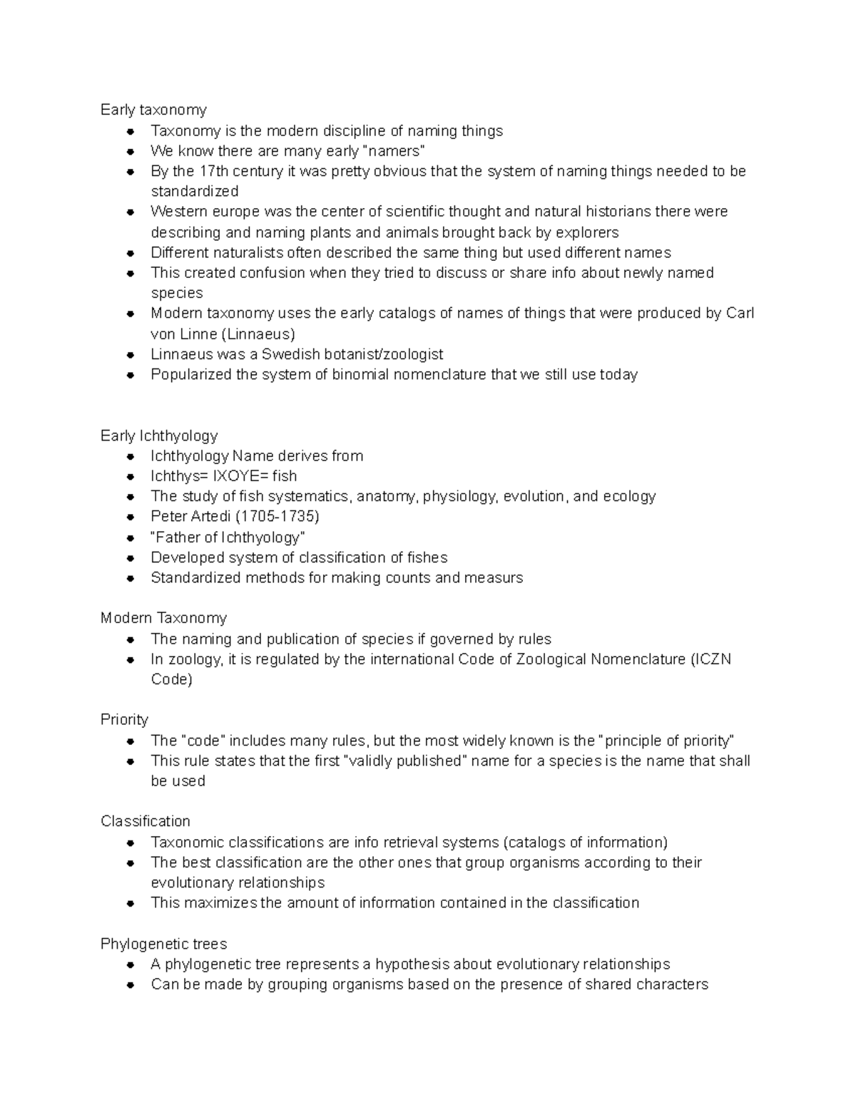 Fish biology- systematics and classification - Early taxonomy Taxonomy ...