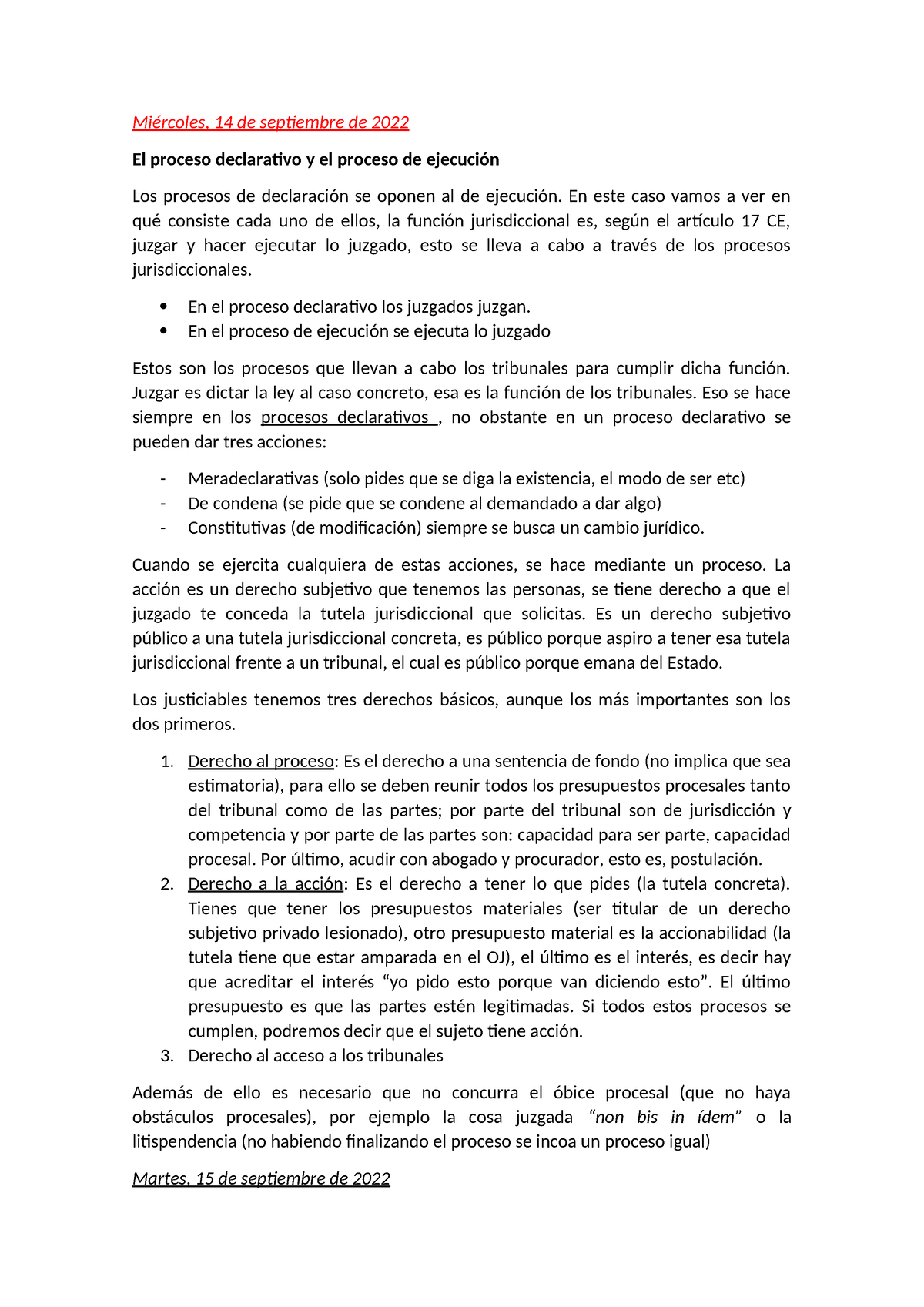 Apuntes Procesal Civil II - Miércoles, 14 De Septiembre De 2022 El ...