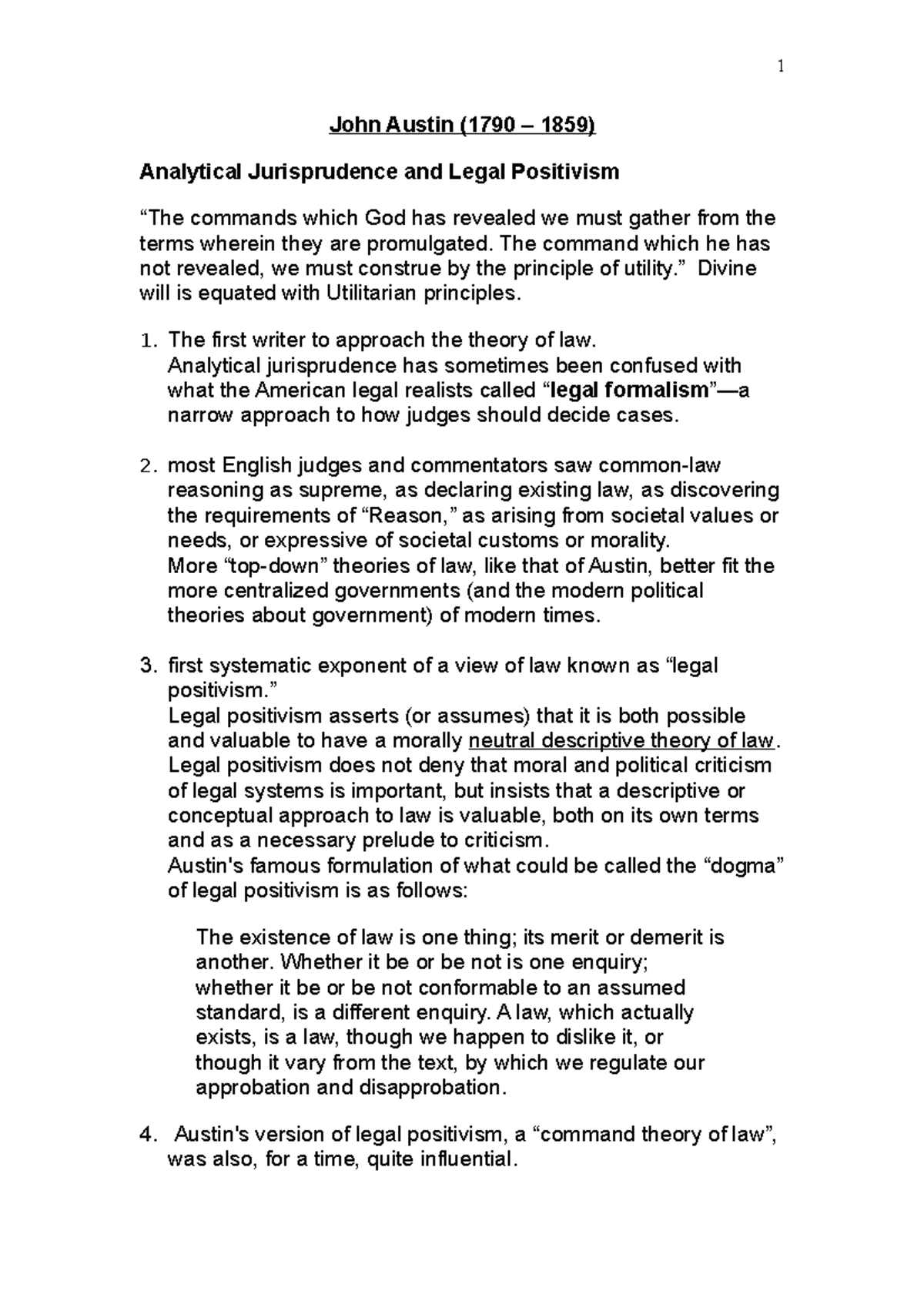 John Austin notes John Austin (1790 1859) Analytical