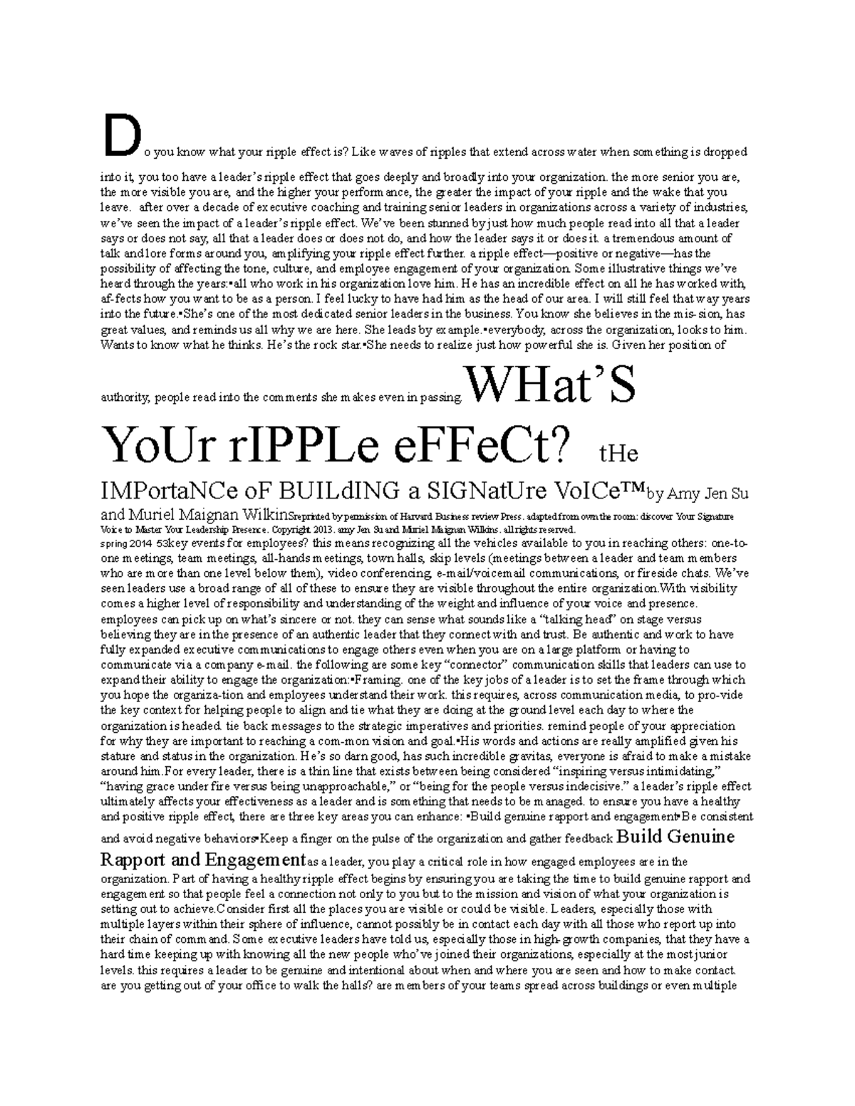 Do you know what your ripple effect is - the more senior you are, the ...