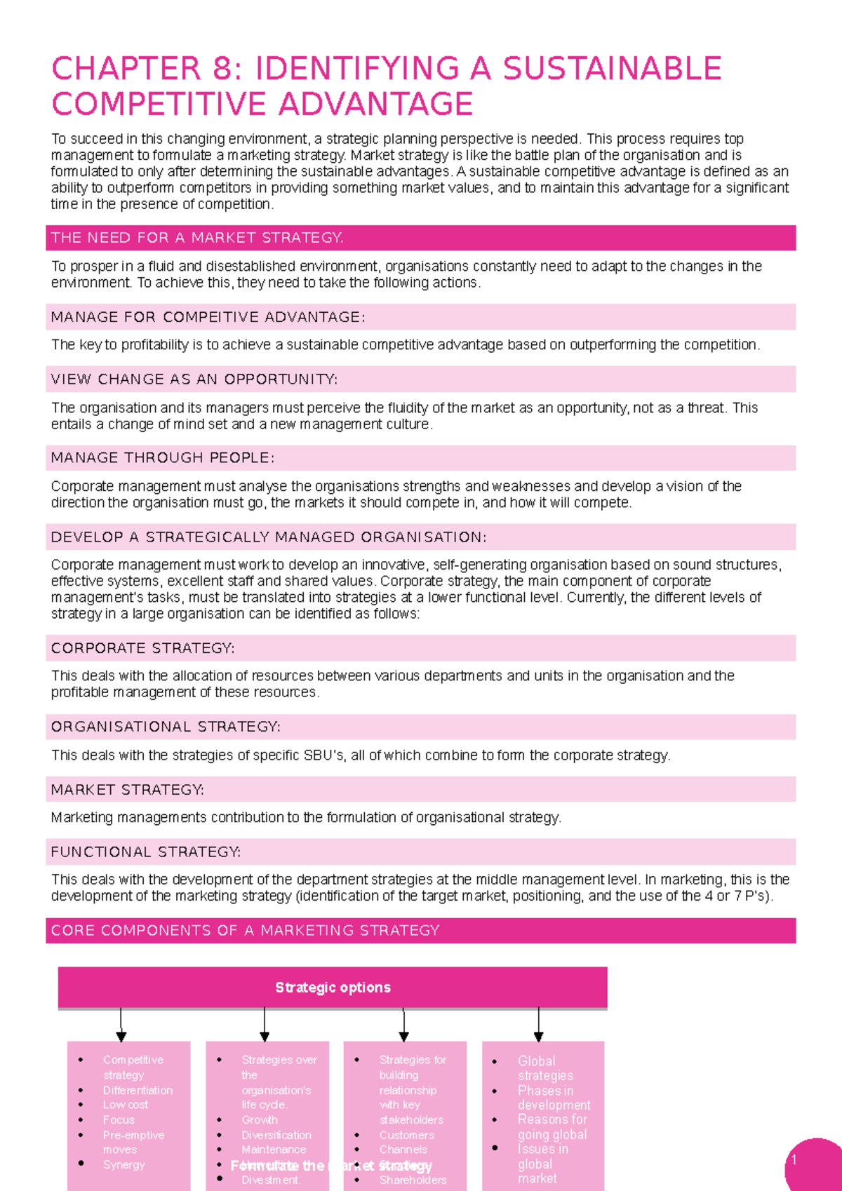Chapter 8 Identifying a Sustainable Competitive Advantage - CHAPTER 8 ...