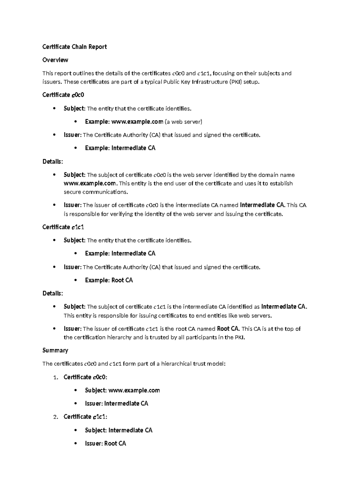 Certificate Chain Report - Certificate Chain Report Overview This ...
