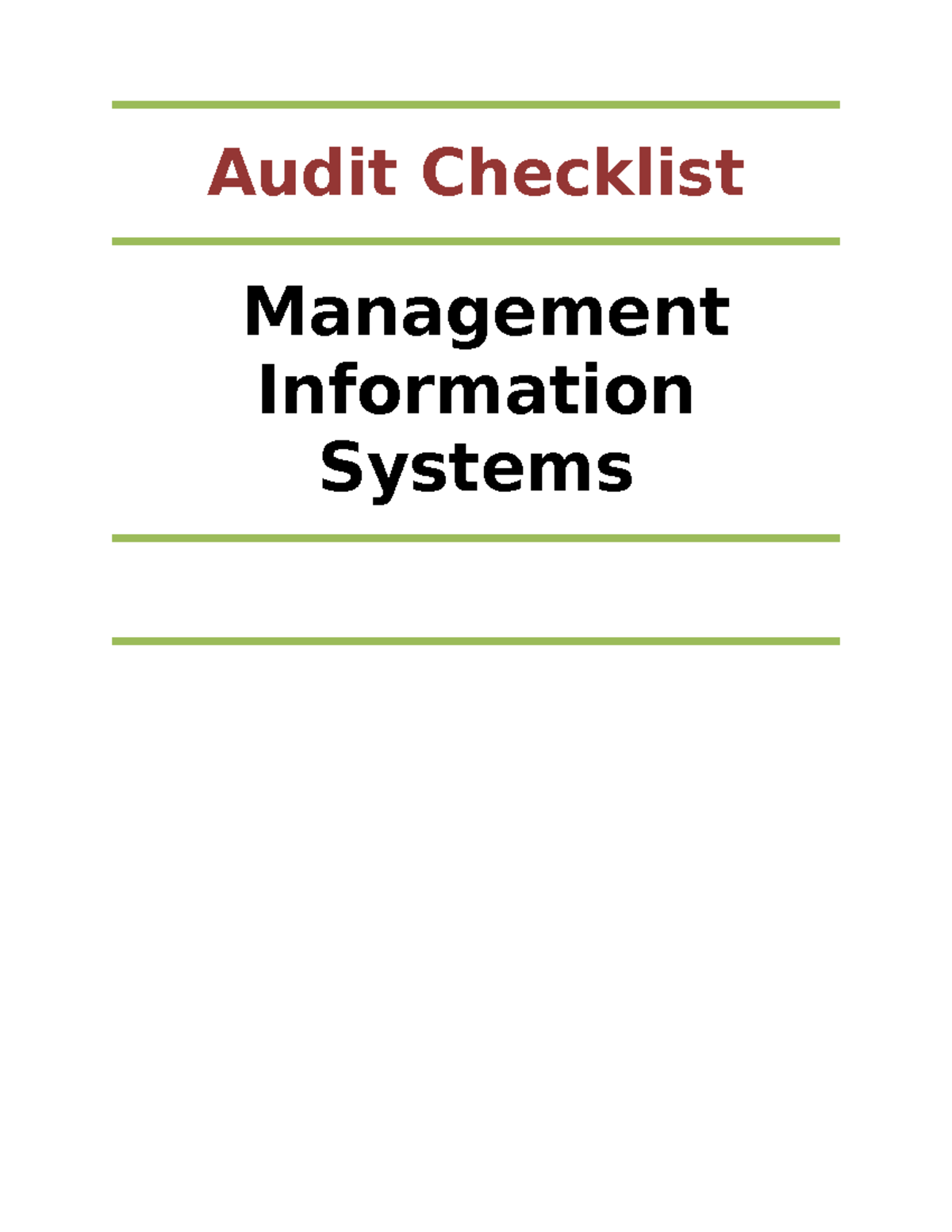 Lecture 7 IT- Audit- Check-LIST - Audit Checklist Management ...