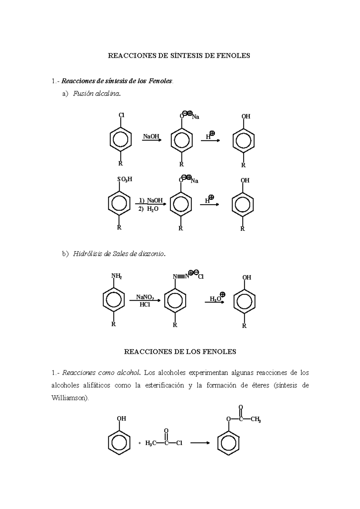 Reacciones De Los Fenoles - REACCIONES DE SÍNTESIS DE FENOLES 1 ...