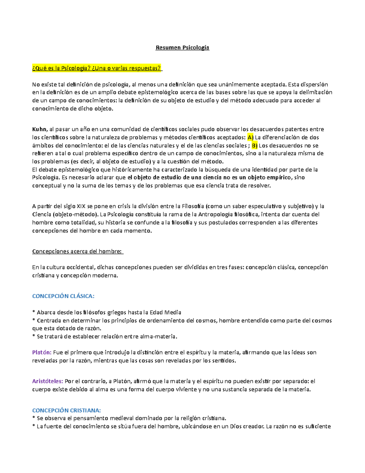 Resumen Psicología Importante Primer Parcial - Resumen Psicología ¿Qué ...