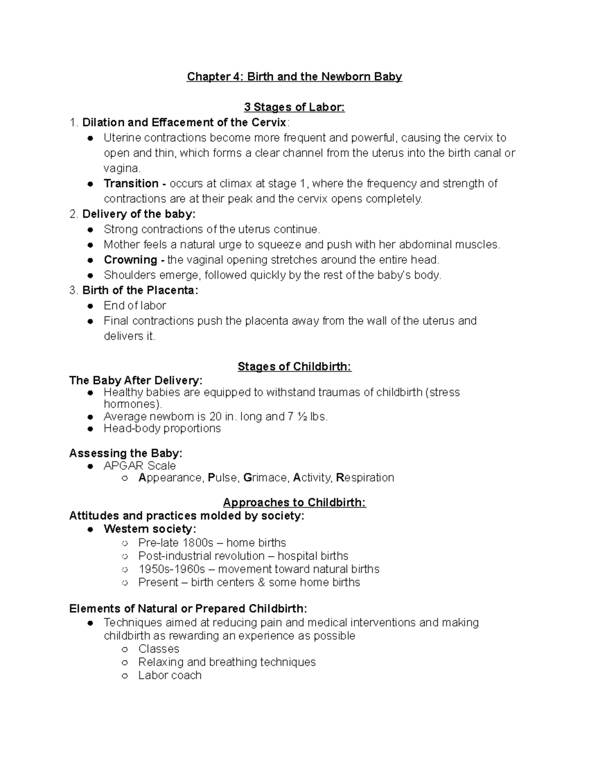 Psych 214 Exam 2 - Exam 2 study guide - Chapter 4: Birth and the ...