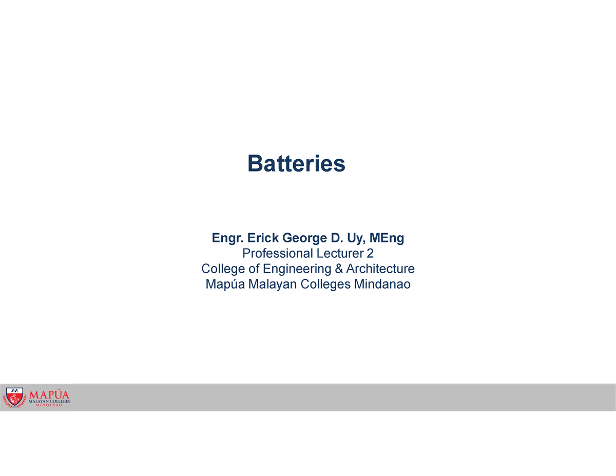 Batteries - Basic Electrical PDF Files - Batteries Engr. Erick George D ...