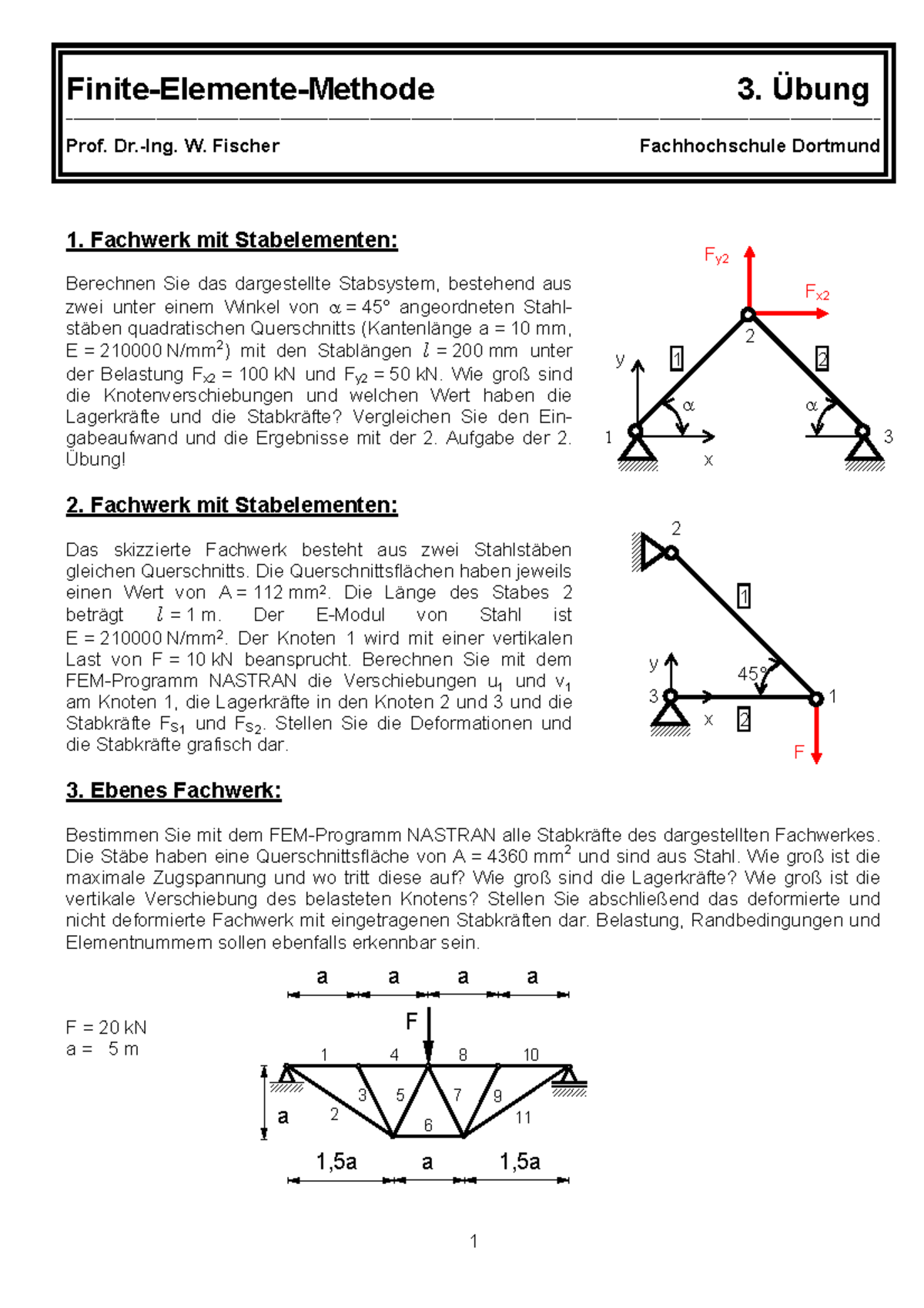 Finite Elemente Methode - Übungsaufgabe 03 - Finite-Elemente-Methode 3 ...