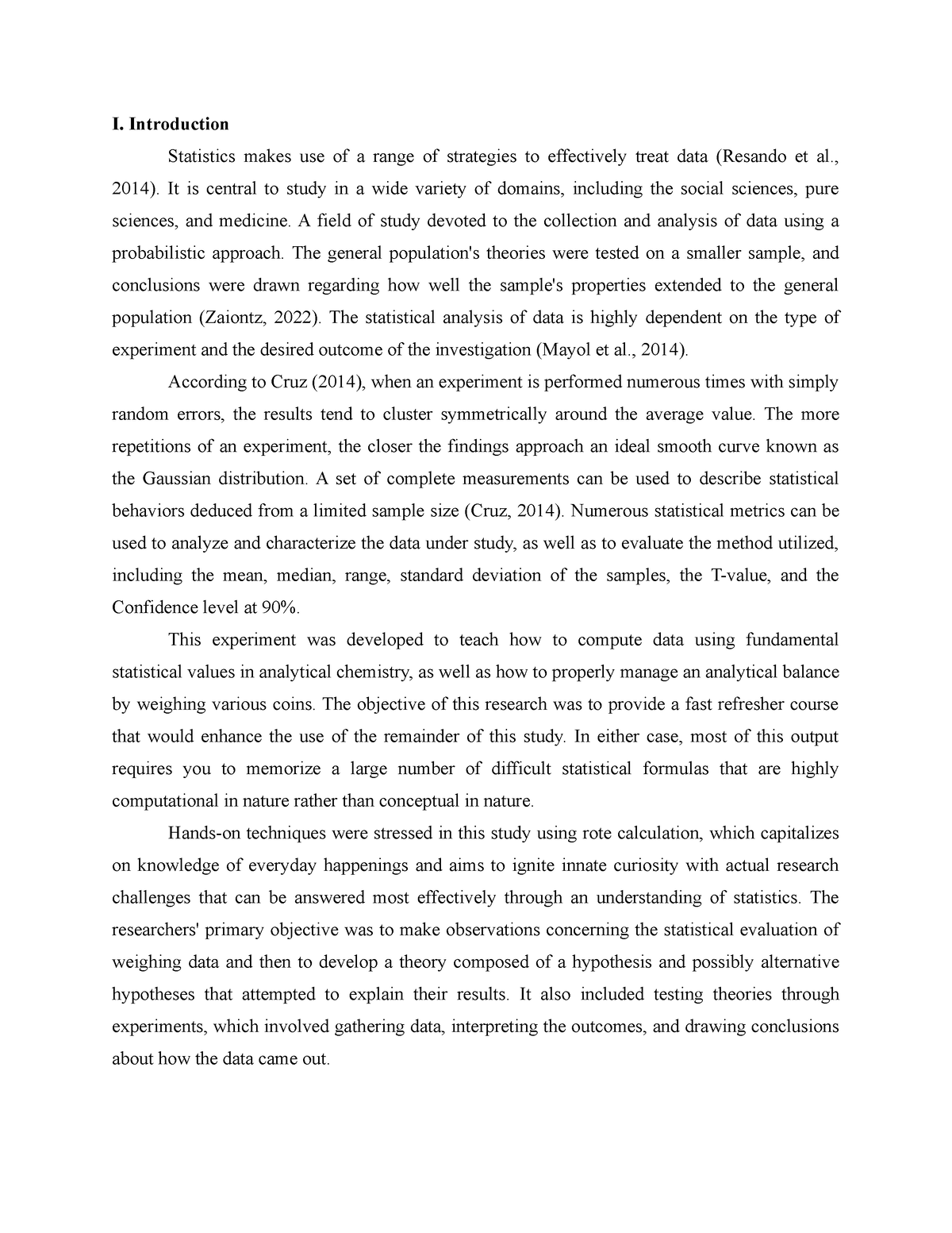 LAB 1- Introduction - Lab Intro Stat - I. Introduction Statistics makes ...