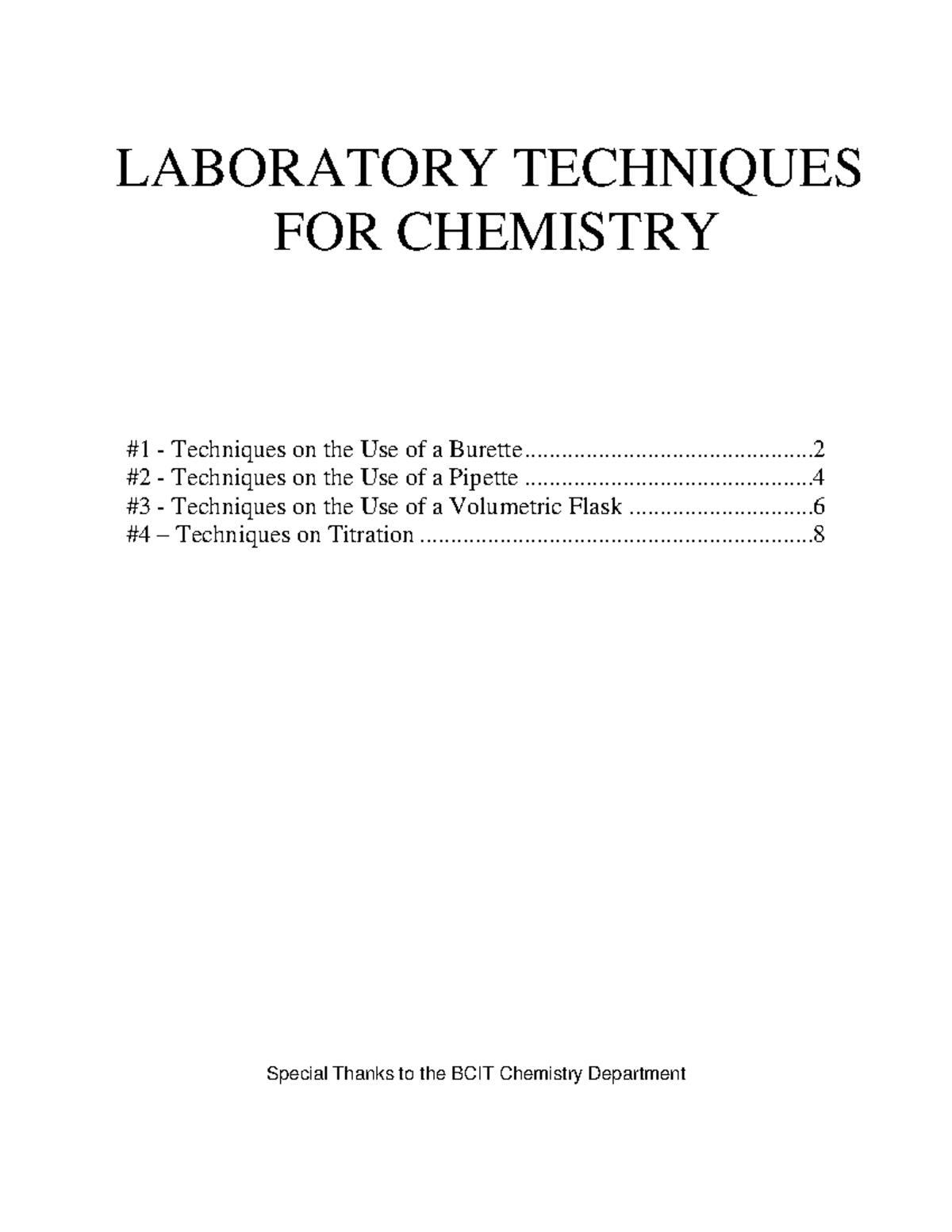 Lab techniques paper - lab procedures and techinques!! - LABORATORY ...