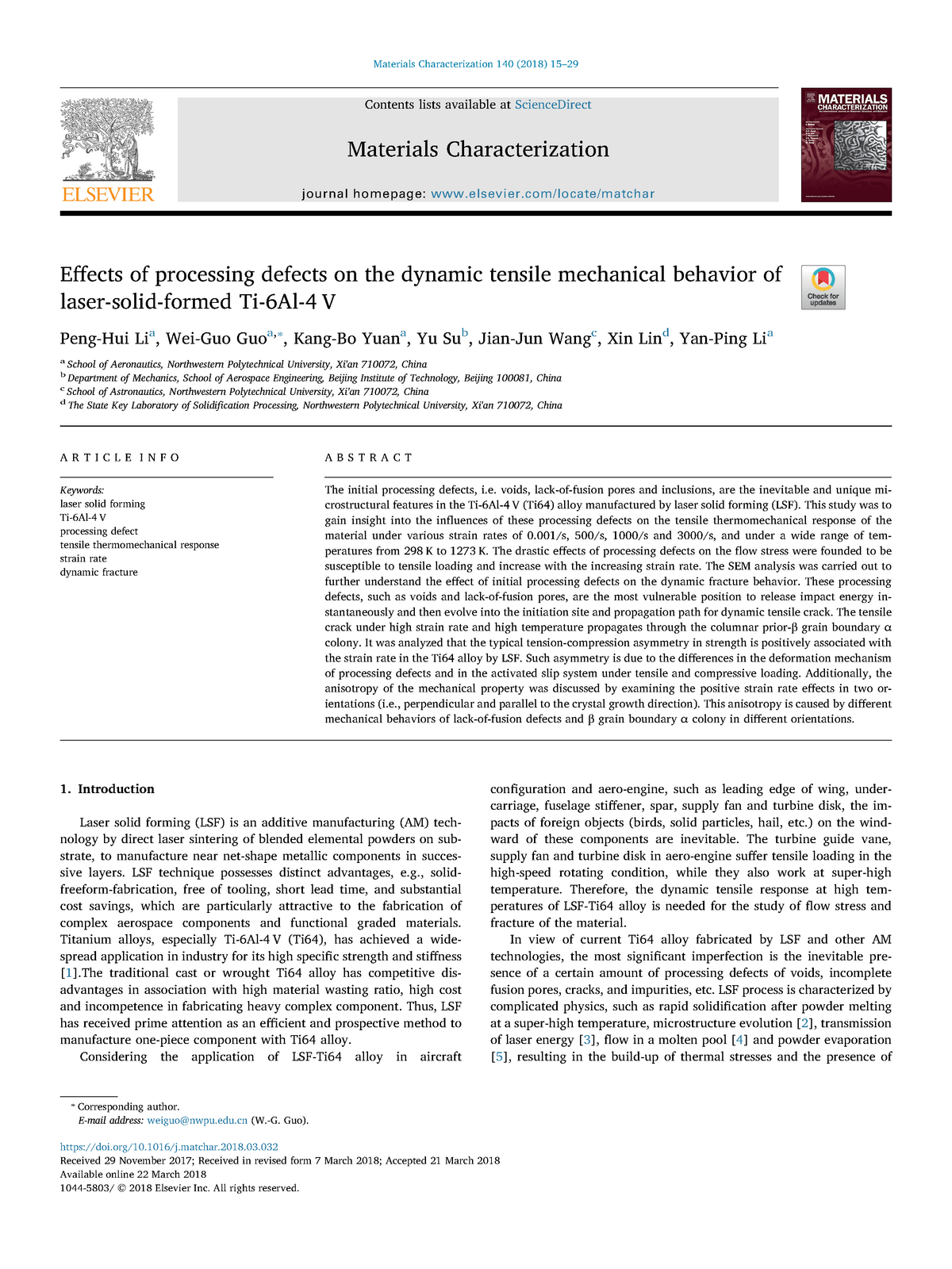 Effects of processing defects on the dynamic tensile mechanical ...