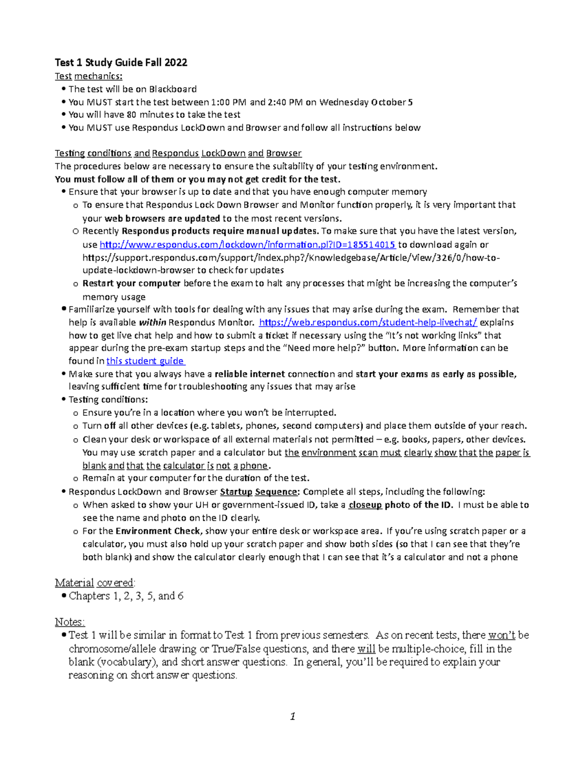 Gen Test 1 Study Guide Fall 2022 Test 1 Study Guide Fall 2022 Test