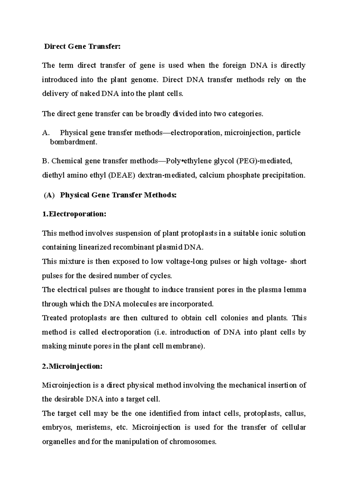 Direct gene transfer - Direct Gene Transfer: The term direct transfer ...
