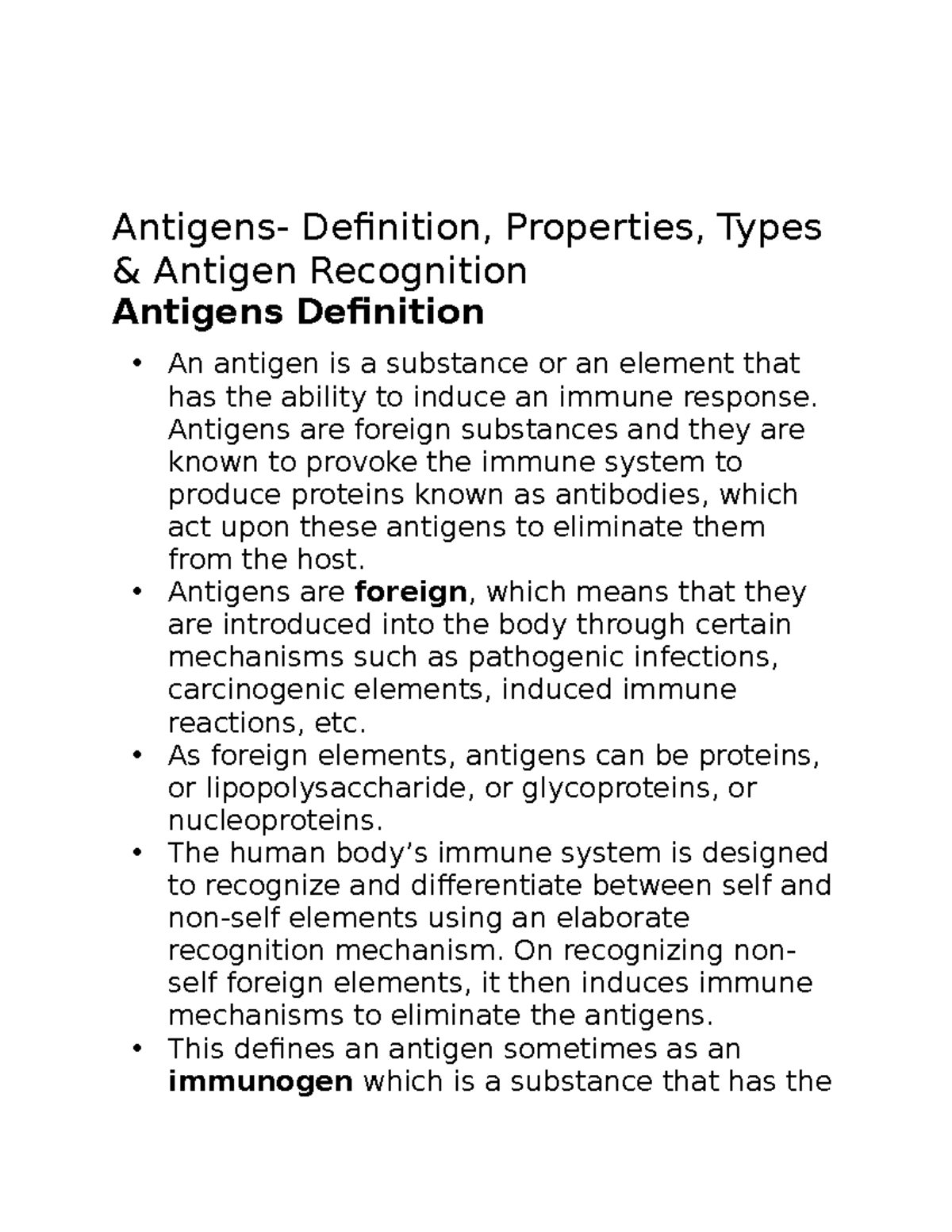 Bio 34 Notes Antigens Definition, Properties, Types & Antigen
