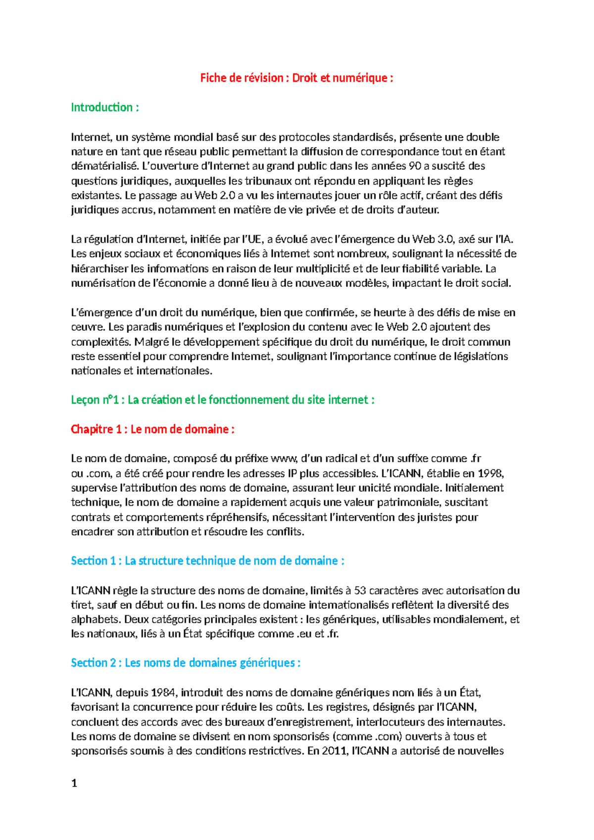 Fiche de révision - L'ouverture d'Internet au grand public dans les ...