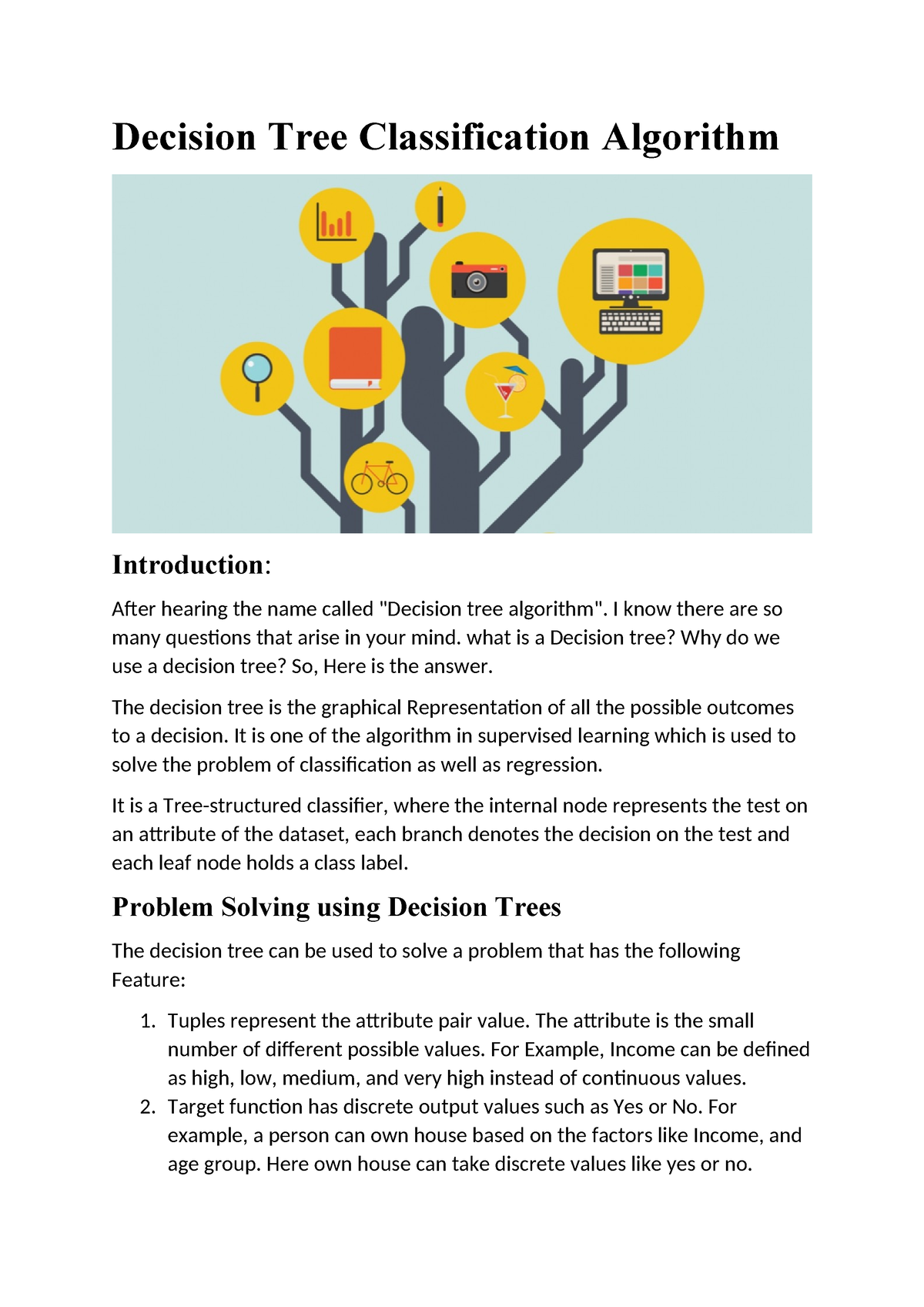 Decision Tree Classification Algorithm 1 - Decision Tree Classification ...