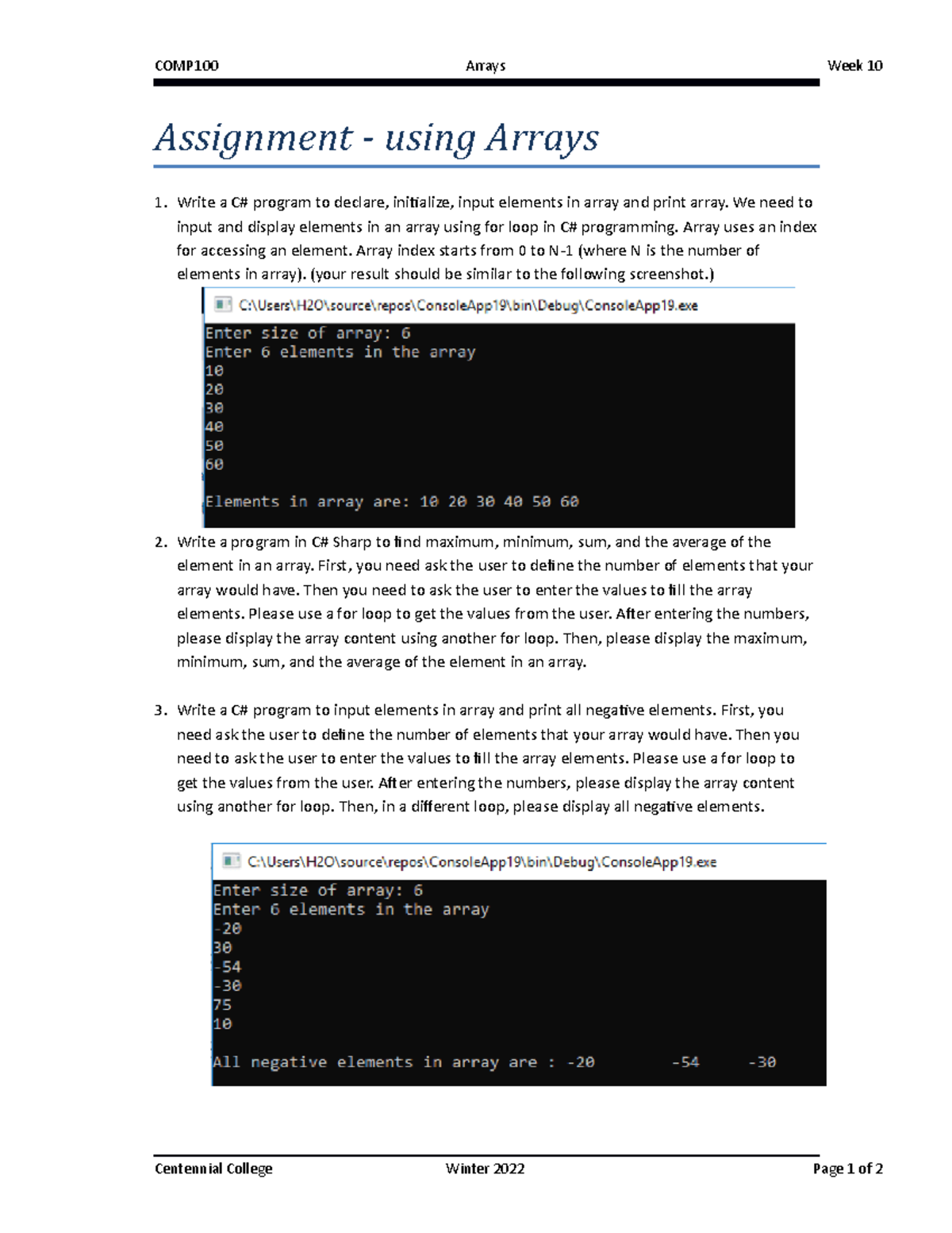 assignment array c