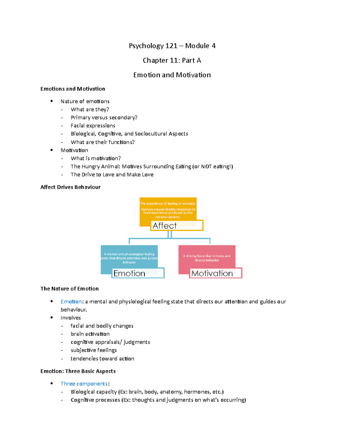 Chapter 11 - Part A - Psychology 121 – Module 4 Chapter 11: Part A ...