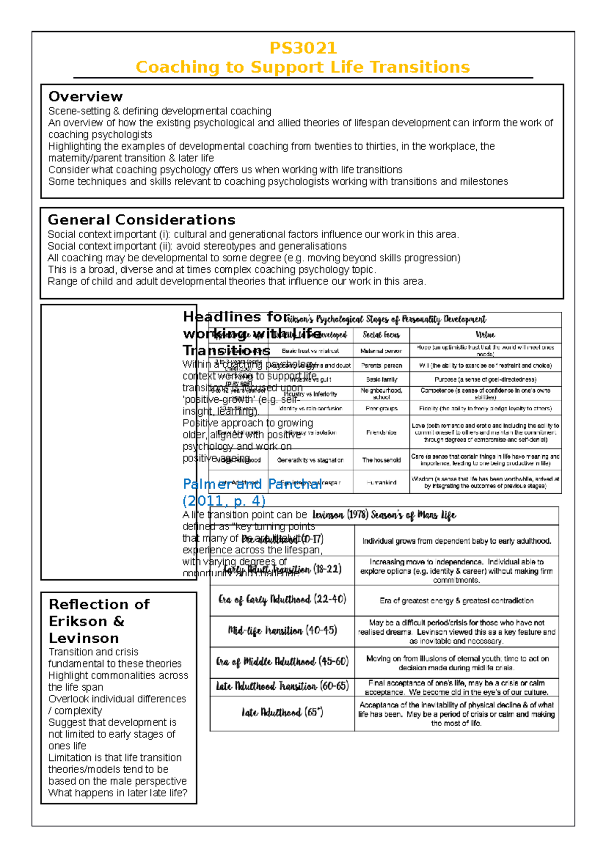 6. Life Transitions - Lecture notes 6 - PS Coaching to Support Life ...
