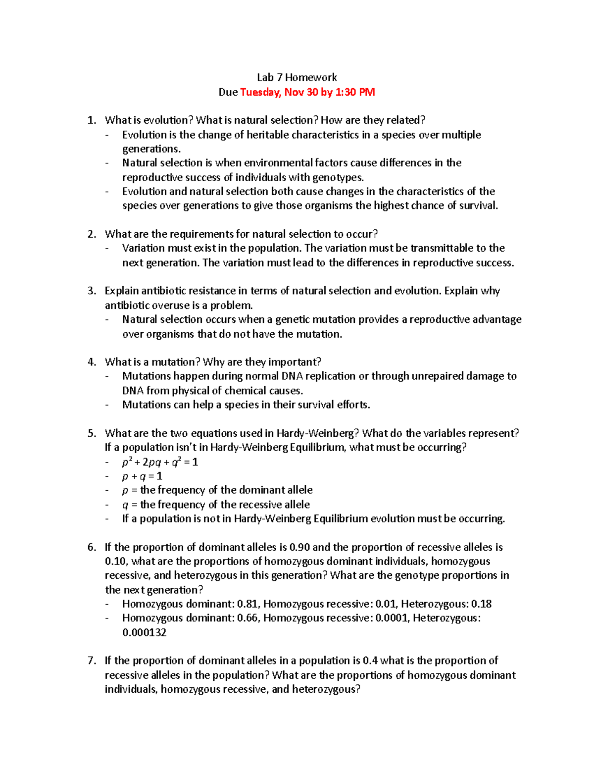 Week 7 HW - Biology 155 Lab Homework #7. Maggie Bruce - Lab 7 Homework ...