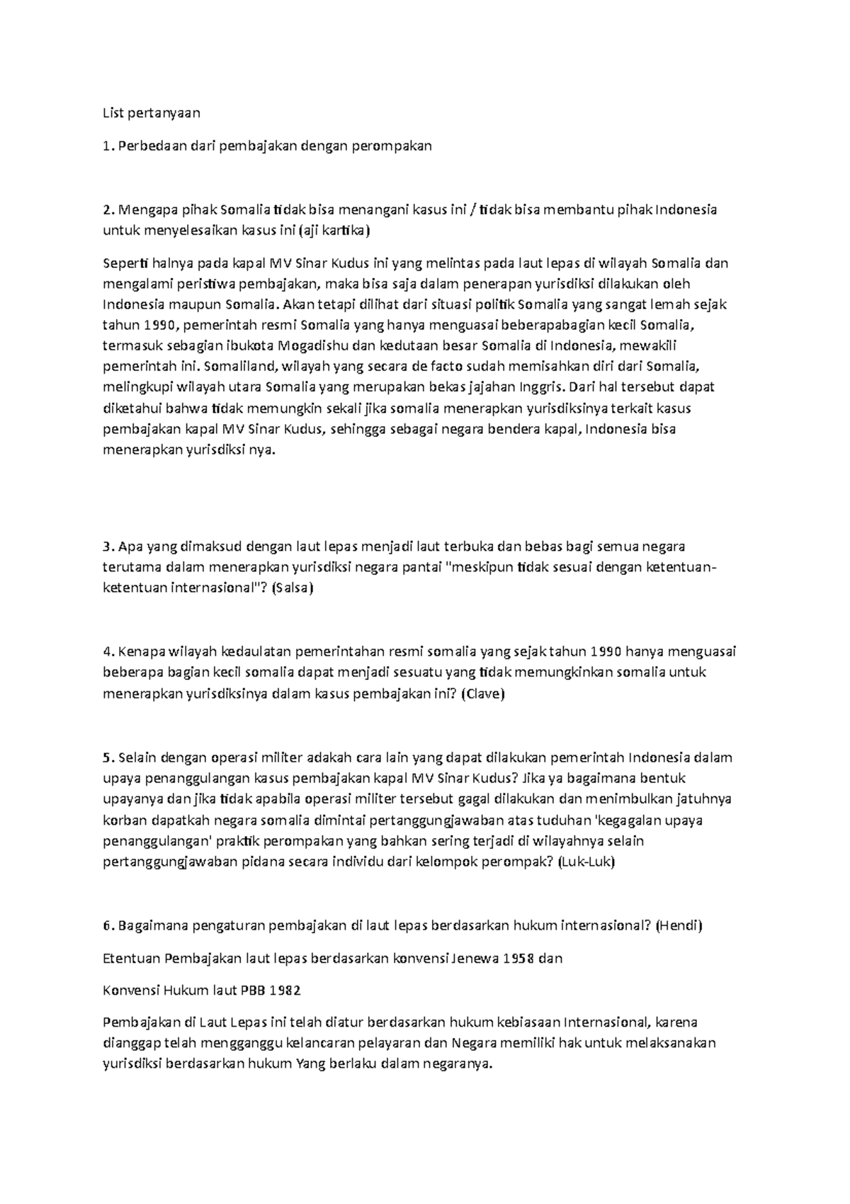 Hukum indonesia List pertanyaan Perbedaan dari pembajakan dengan