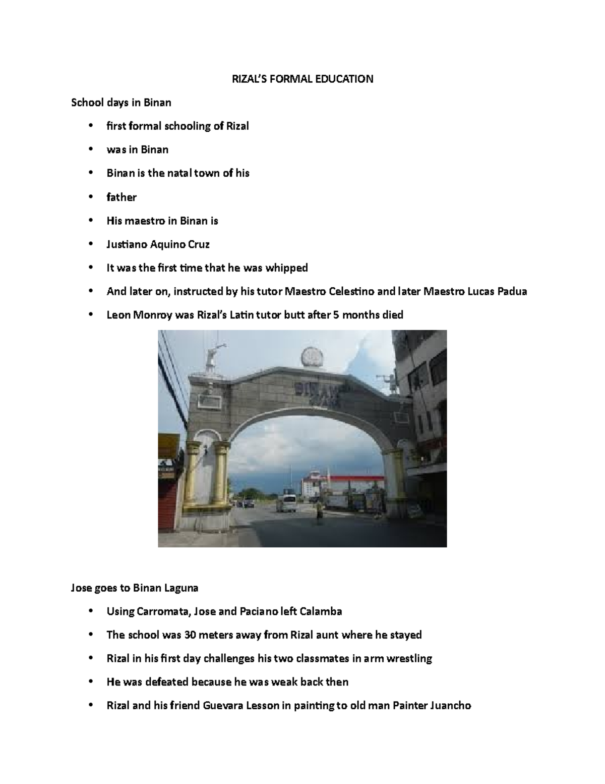 Rizals Former Education - RIZAL’S FORMAL EDUCATION School days in Binan ...