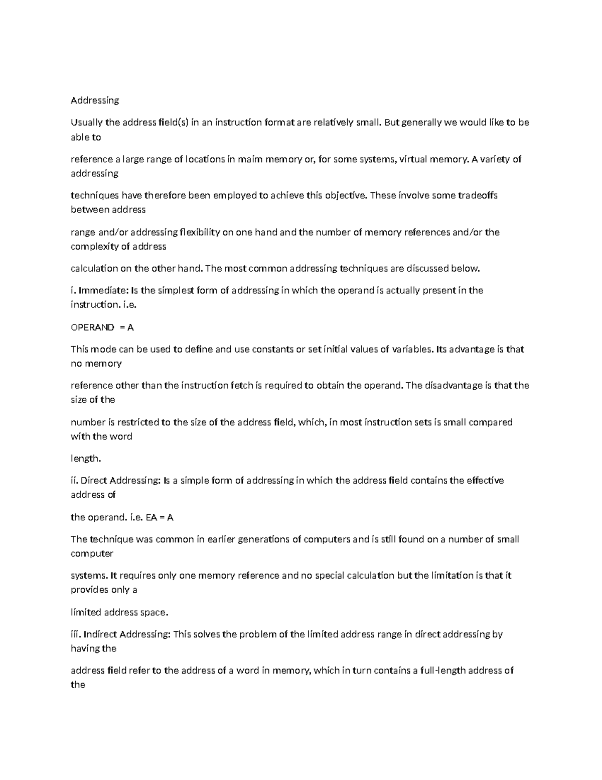 Assingment 2 - ARCHITECTURE - Addressing Usually the address field(s ...
