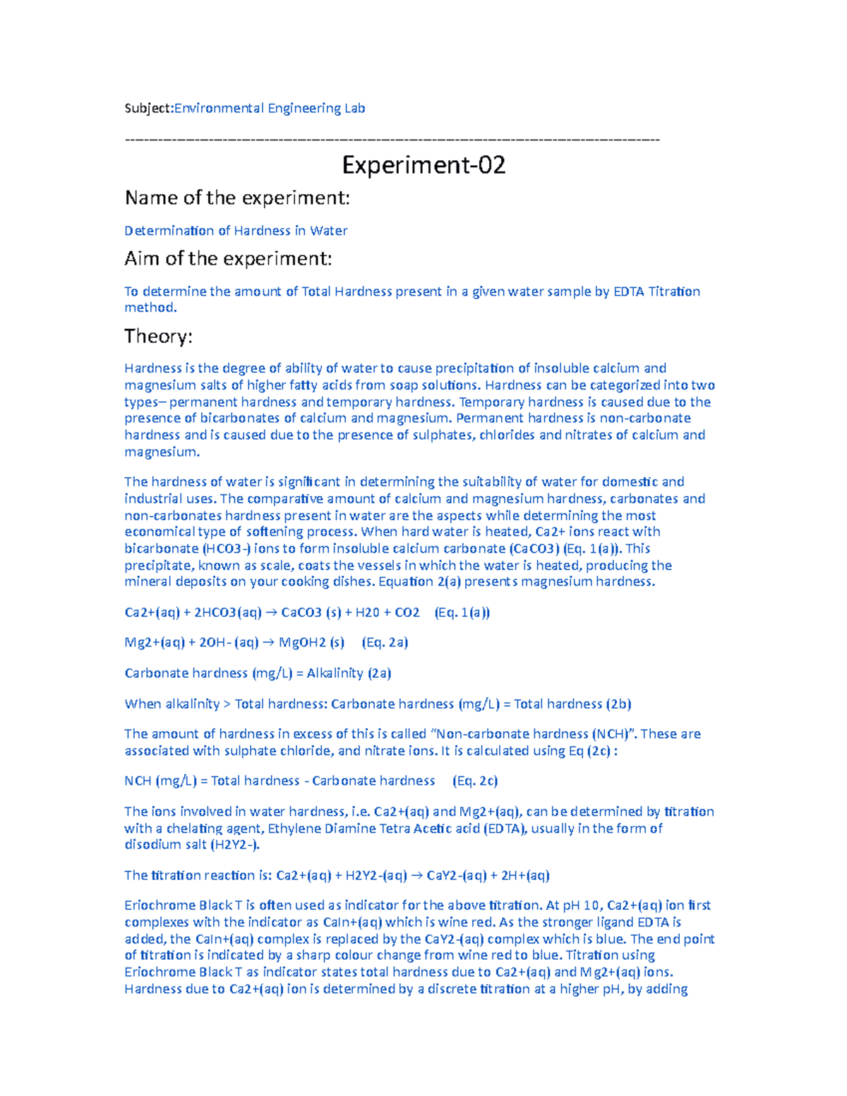 hardness experiment lab report