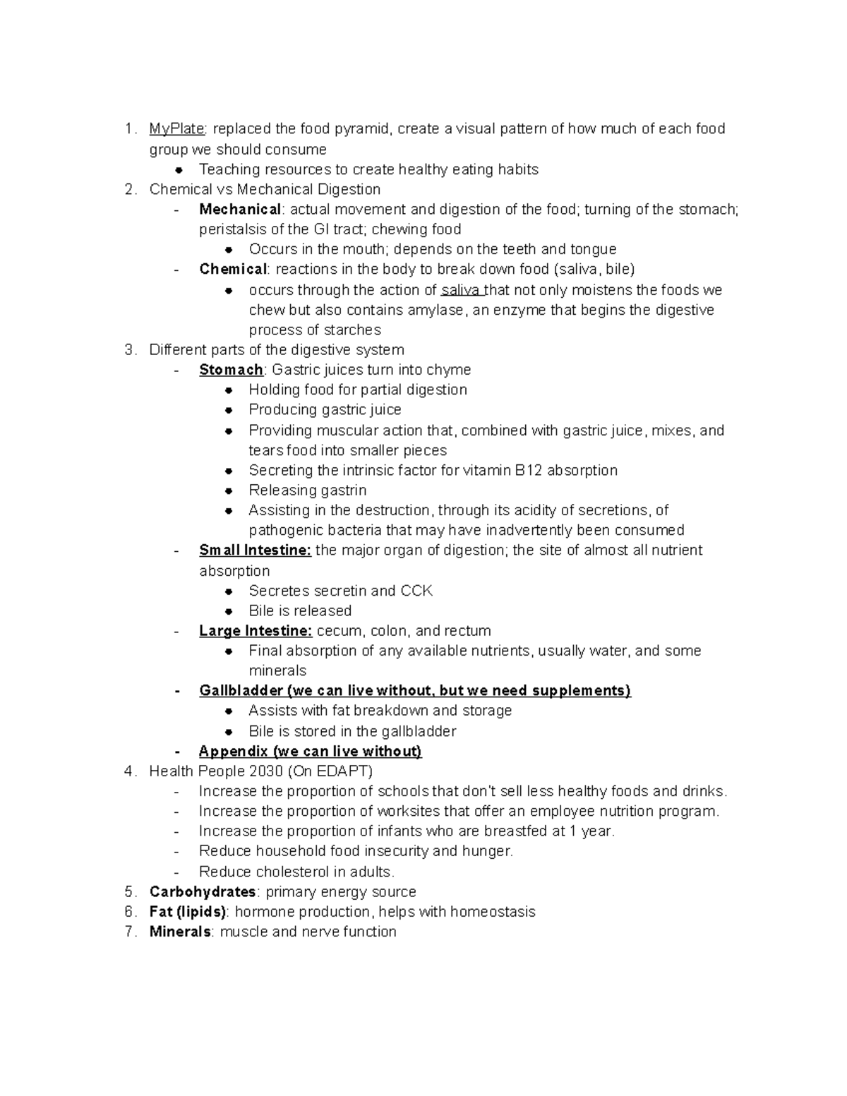 Quiz 1Nutrition Nutrition notes for quiz MyPlate replaced the