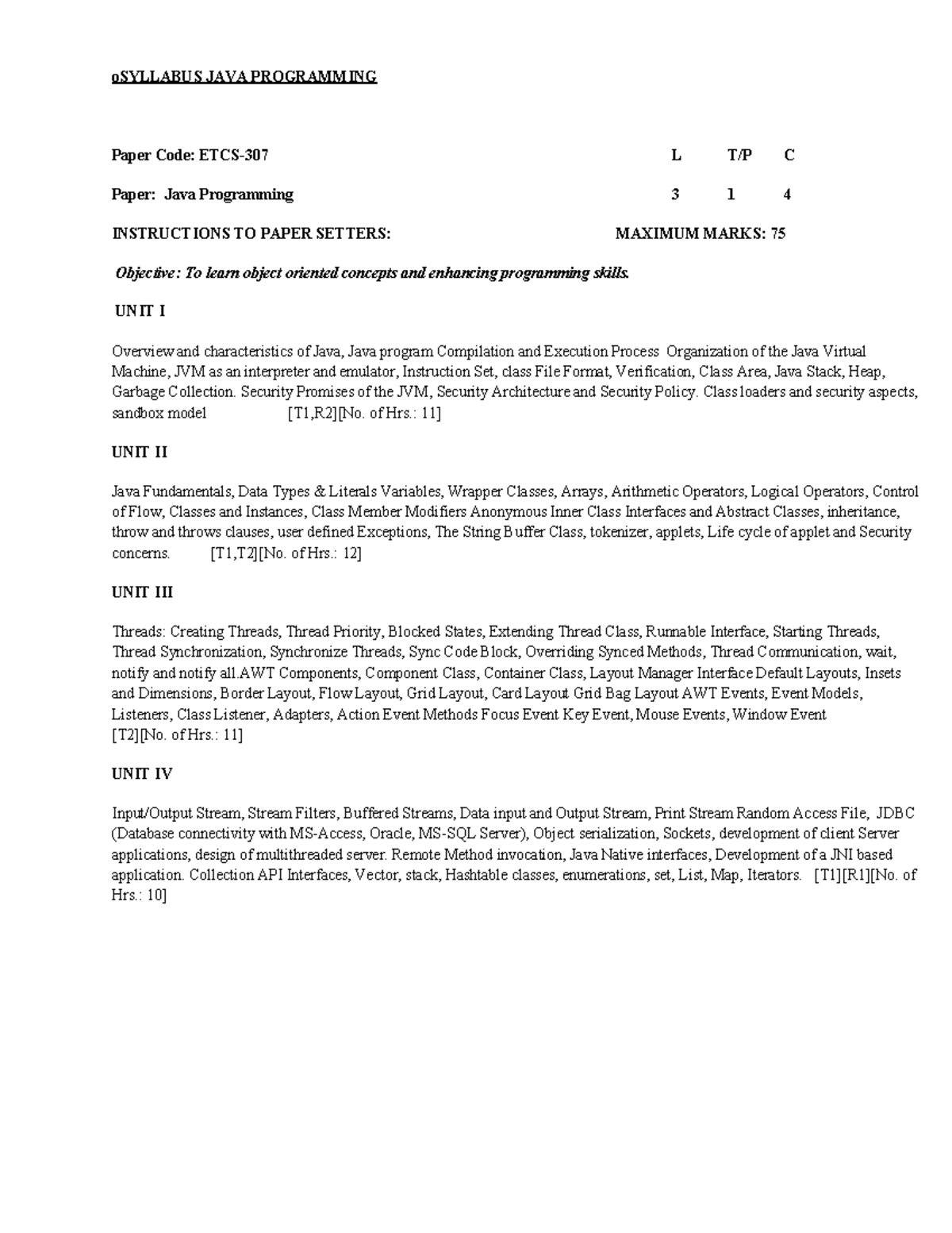 Files 1 2021 February Notes Hub Document 1613561203 - oSYLLABUS JAVA ...