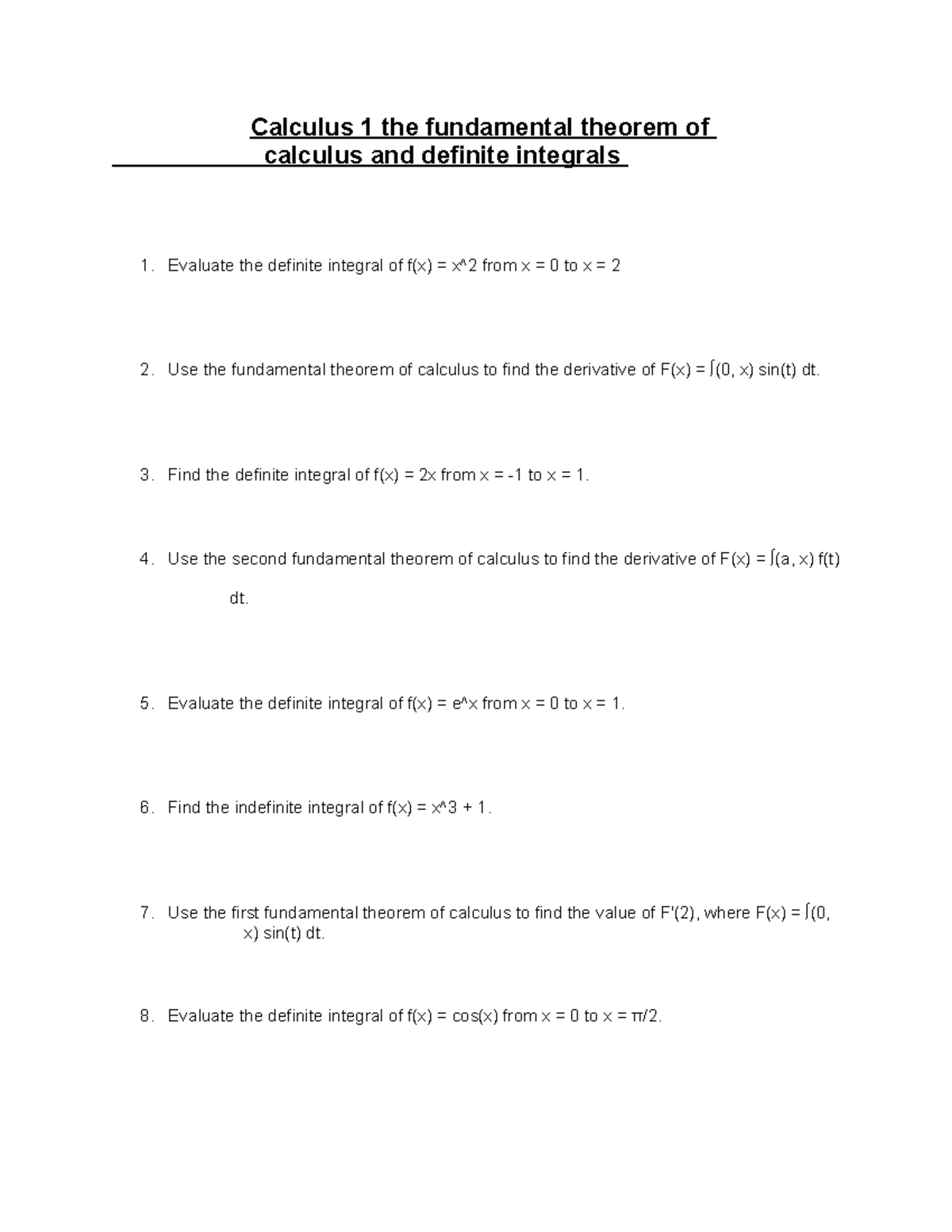 Calculus 1 The Fundamental Theorem Of Calculus Calculus 1 The Fundamental Theorem Of Calculus 6314