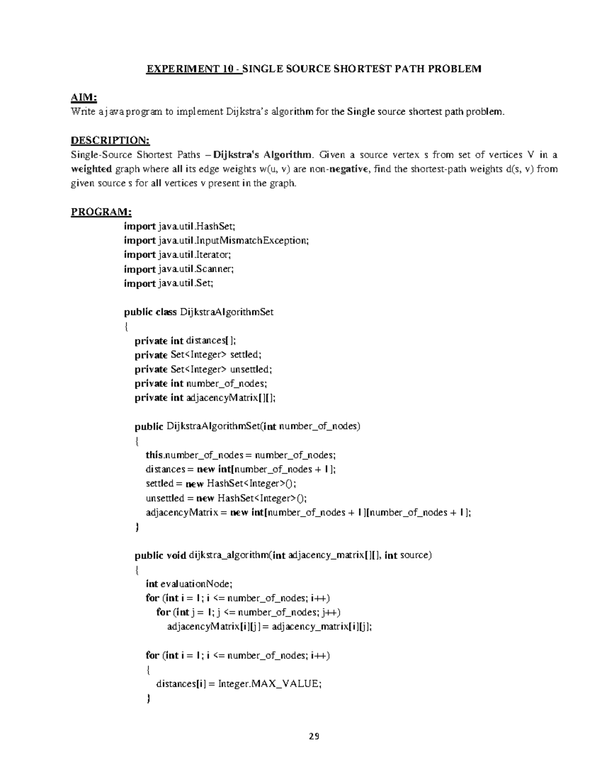 job sequencing code - EXPERIMENT 10 - SINGLE SOURCE SHORTEST PATH ...