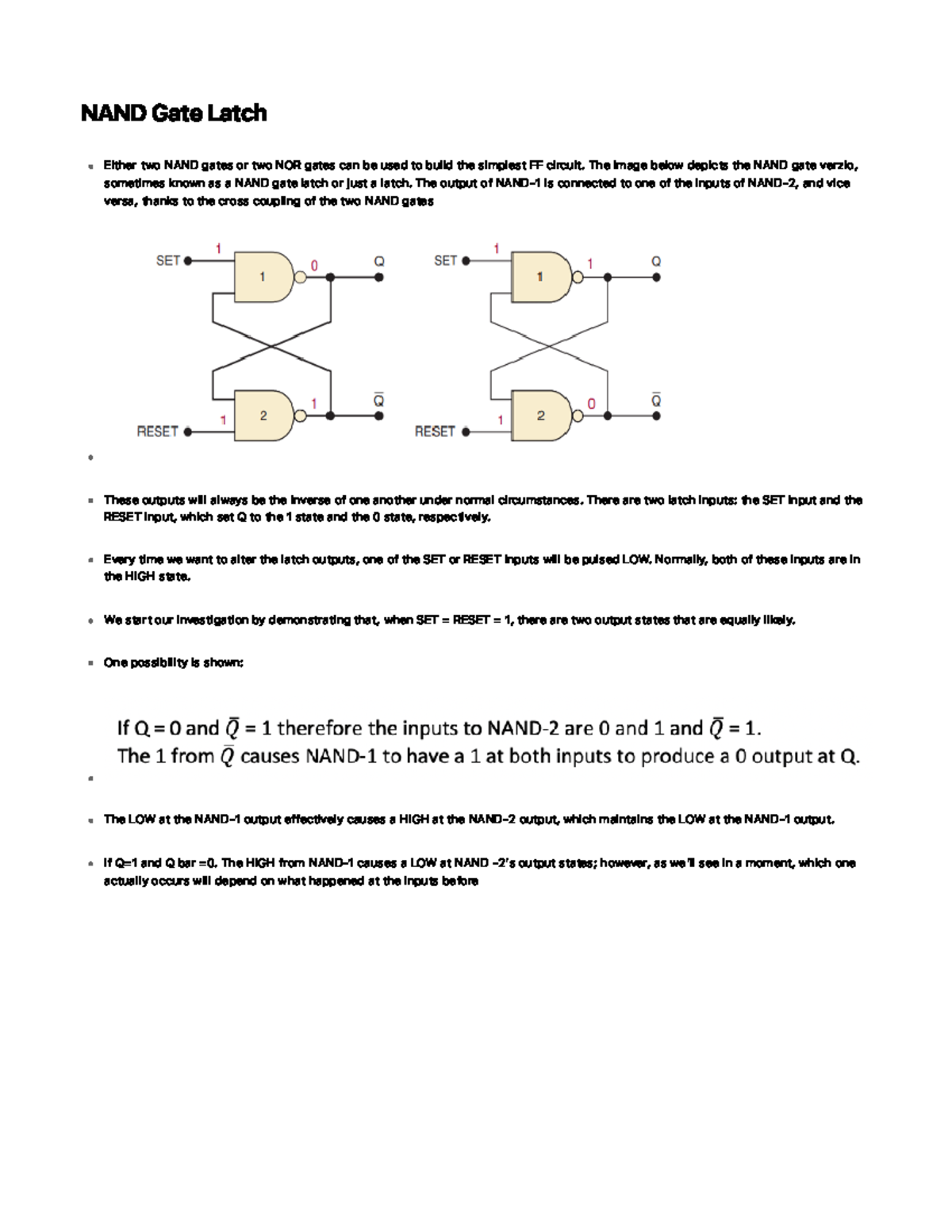 NAND Gate Latch - Prof. F. Fischman - NAND Gate Latch E i t h e r t wo ...