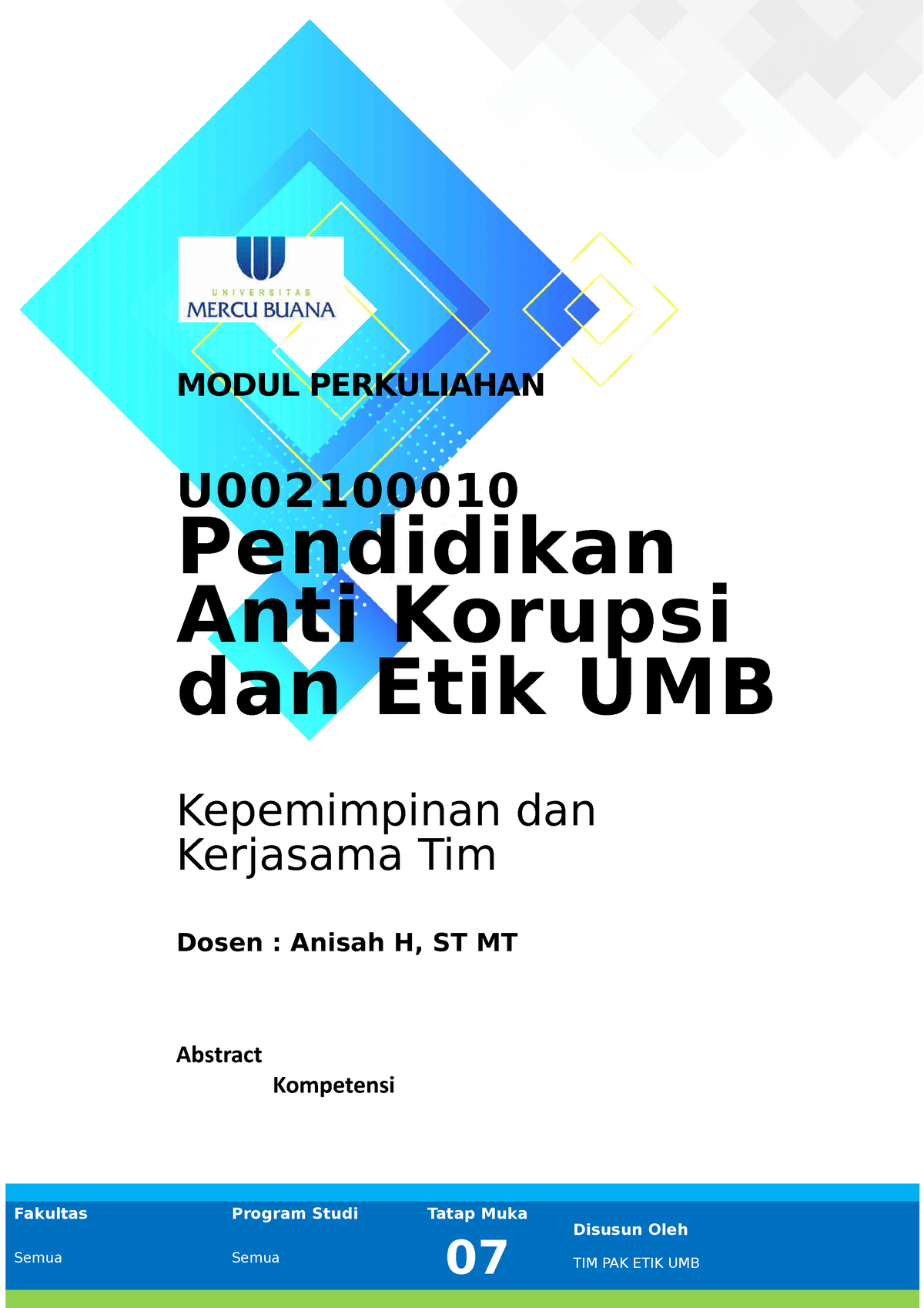 Modul ETIK 7 Kepemimpinan, Kerjasama TIM (new) - MODUL PERKULIAHAN U ...