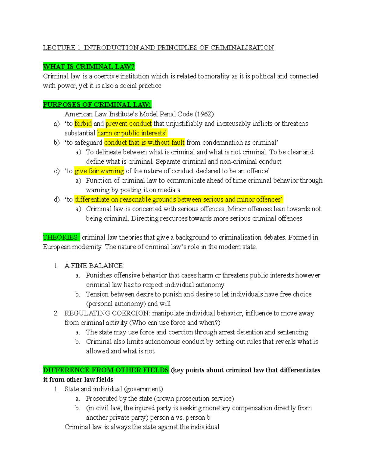 Lecture Notes Criminal LAW - Warning: TT: more functions defined than ...