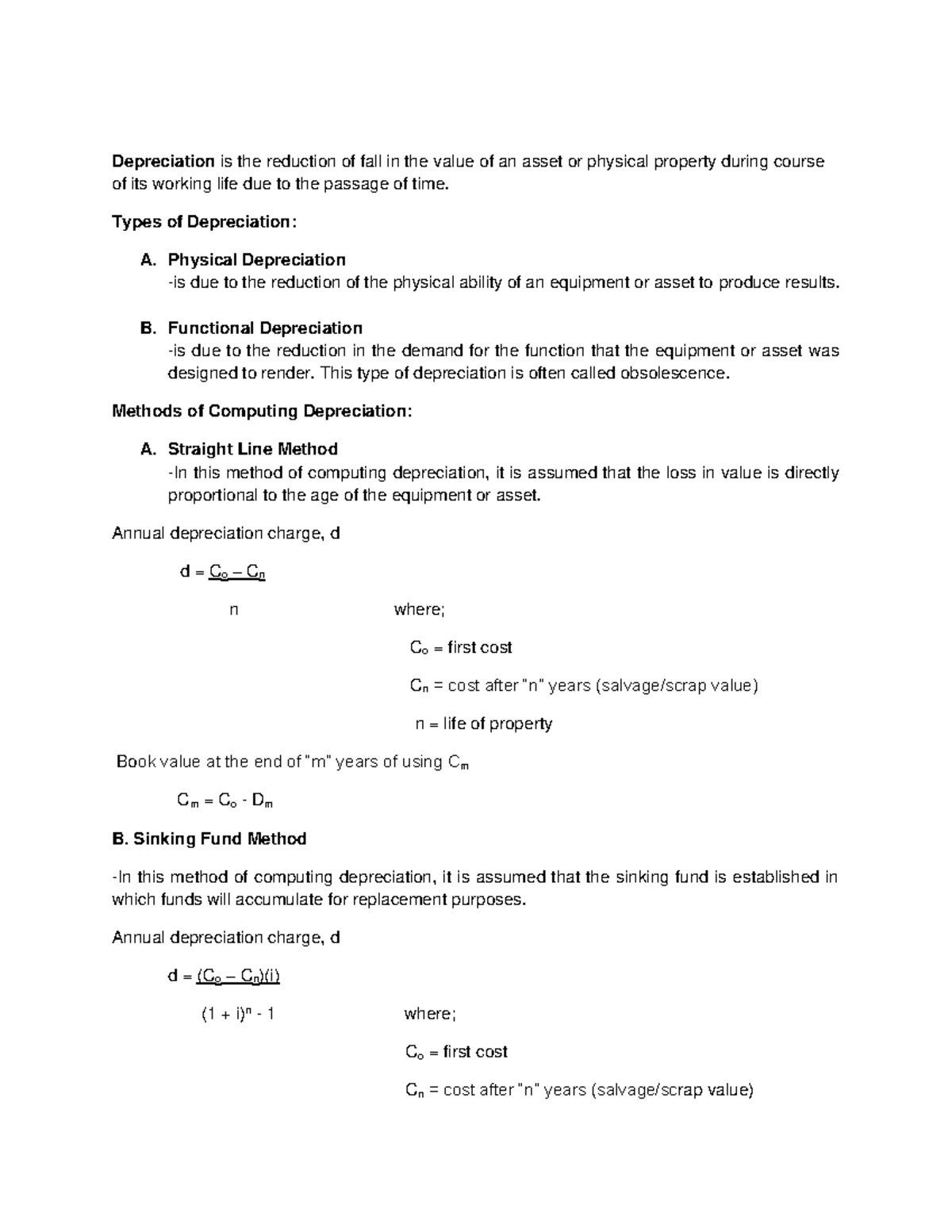 Engineering Economy Depreciation and Bonds - Depreciation is the ...