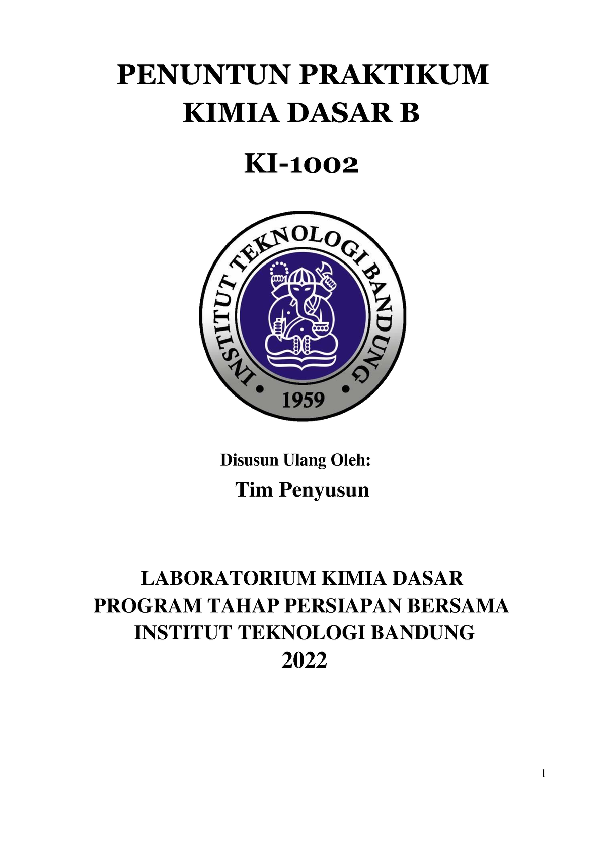 Modul-Praktikum-Kimia-Dasar-B-2022 - PENUNTUN PRAKTIKUM KIMIA DASAR B ...