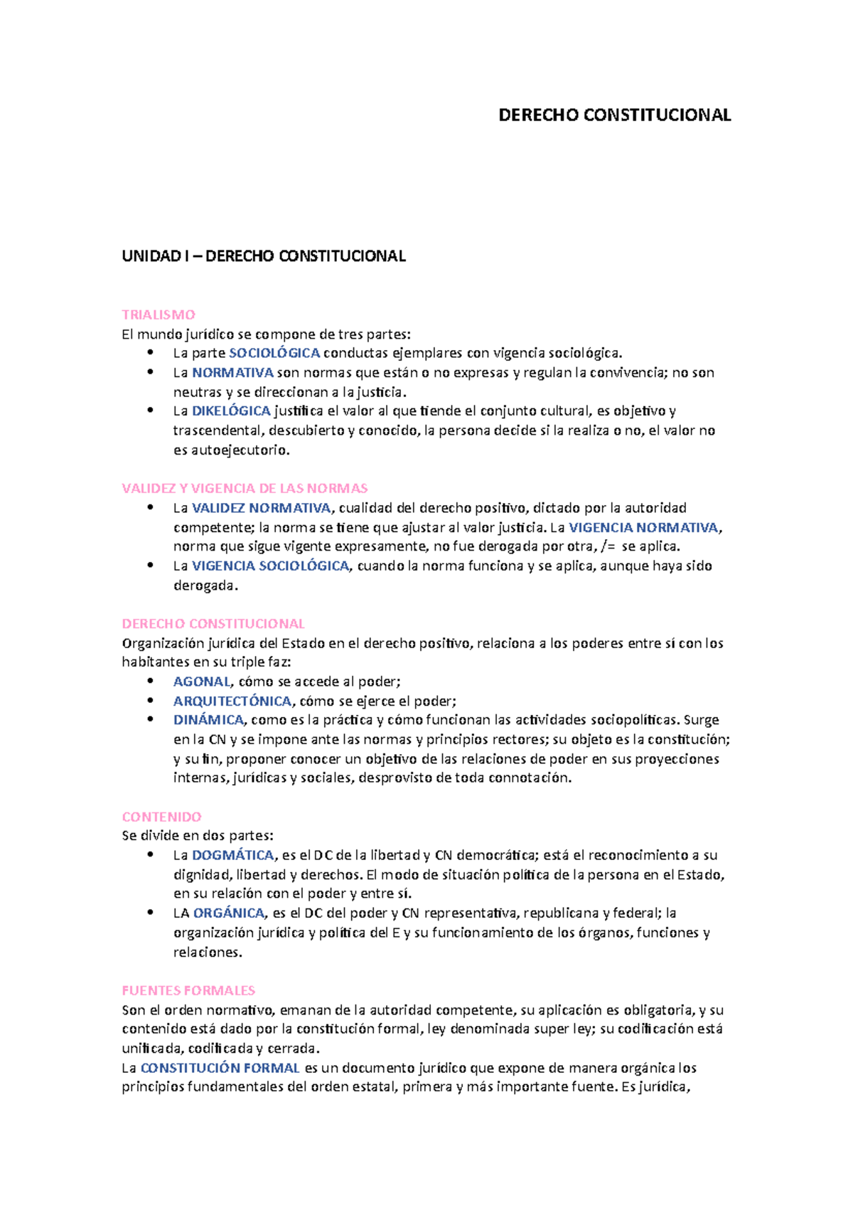 Resumen 1er Parcial - Prof. Margarita - DERECHO CONSTITUCIONAL UNIDAD I ...