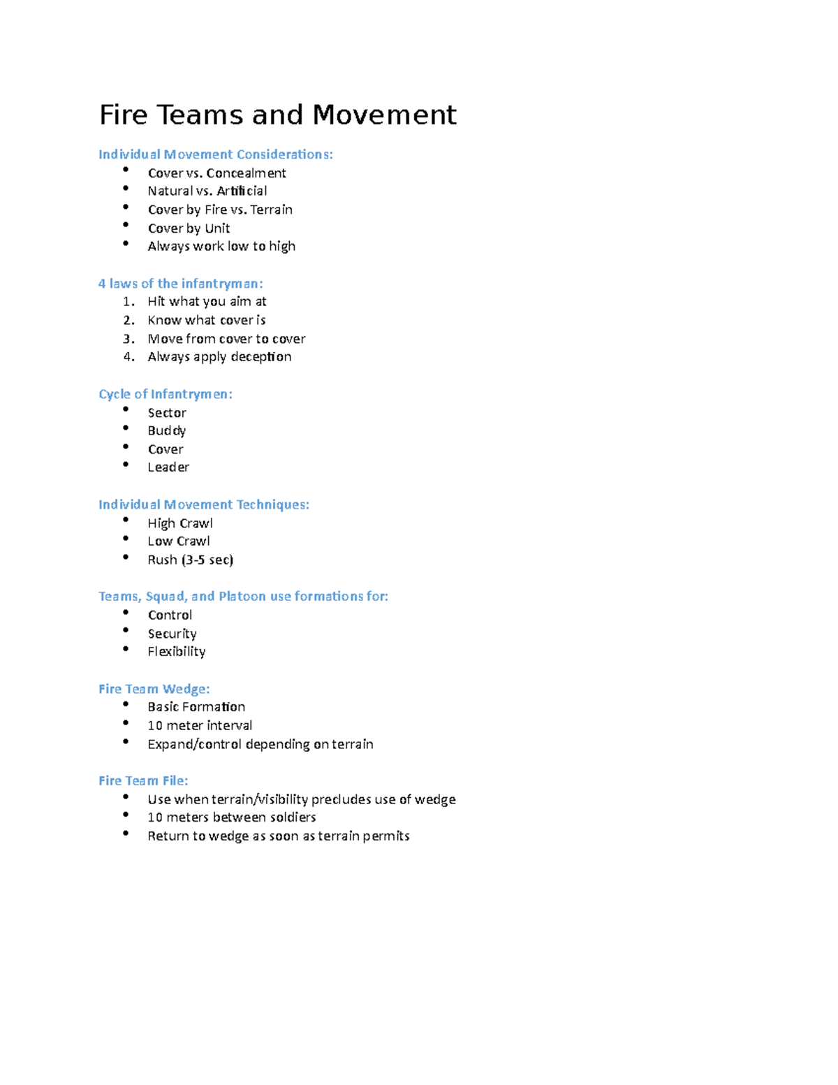 Fire Teams and Movement - Fire Teams and Movement Individual Movement ...