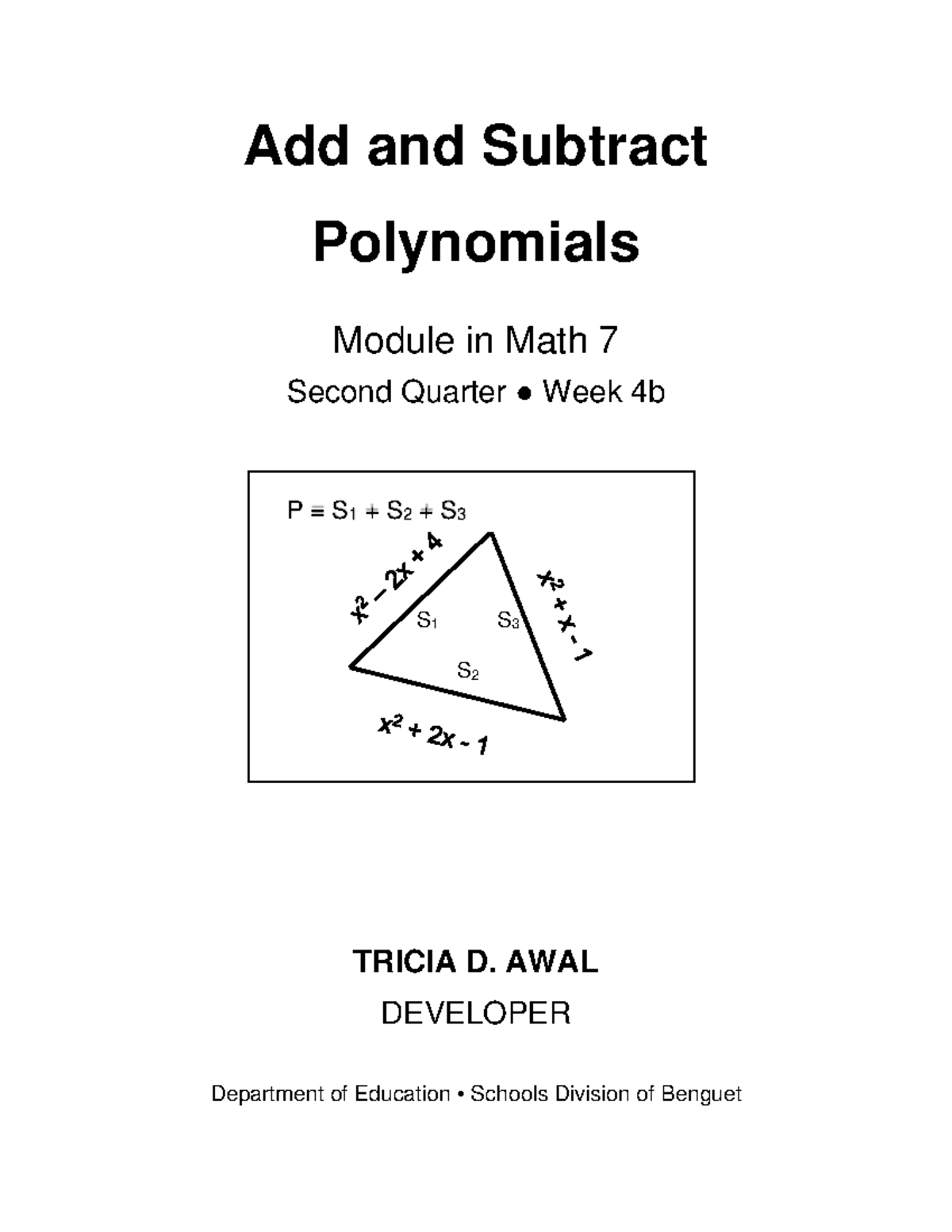 Addition and Subtraction of Polynomials - S 1 S 3 Add and Subtract ...