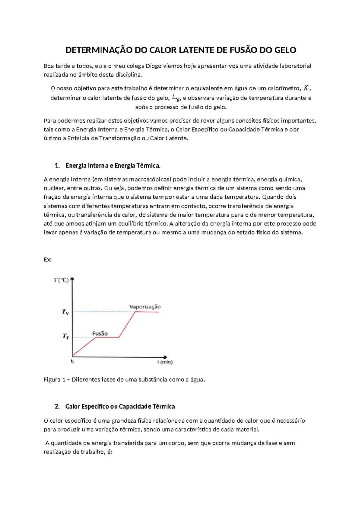 Determinação DO Calor Latente DE Fusão DO GELO - DETERMINAÇÃO DO CALOR ...