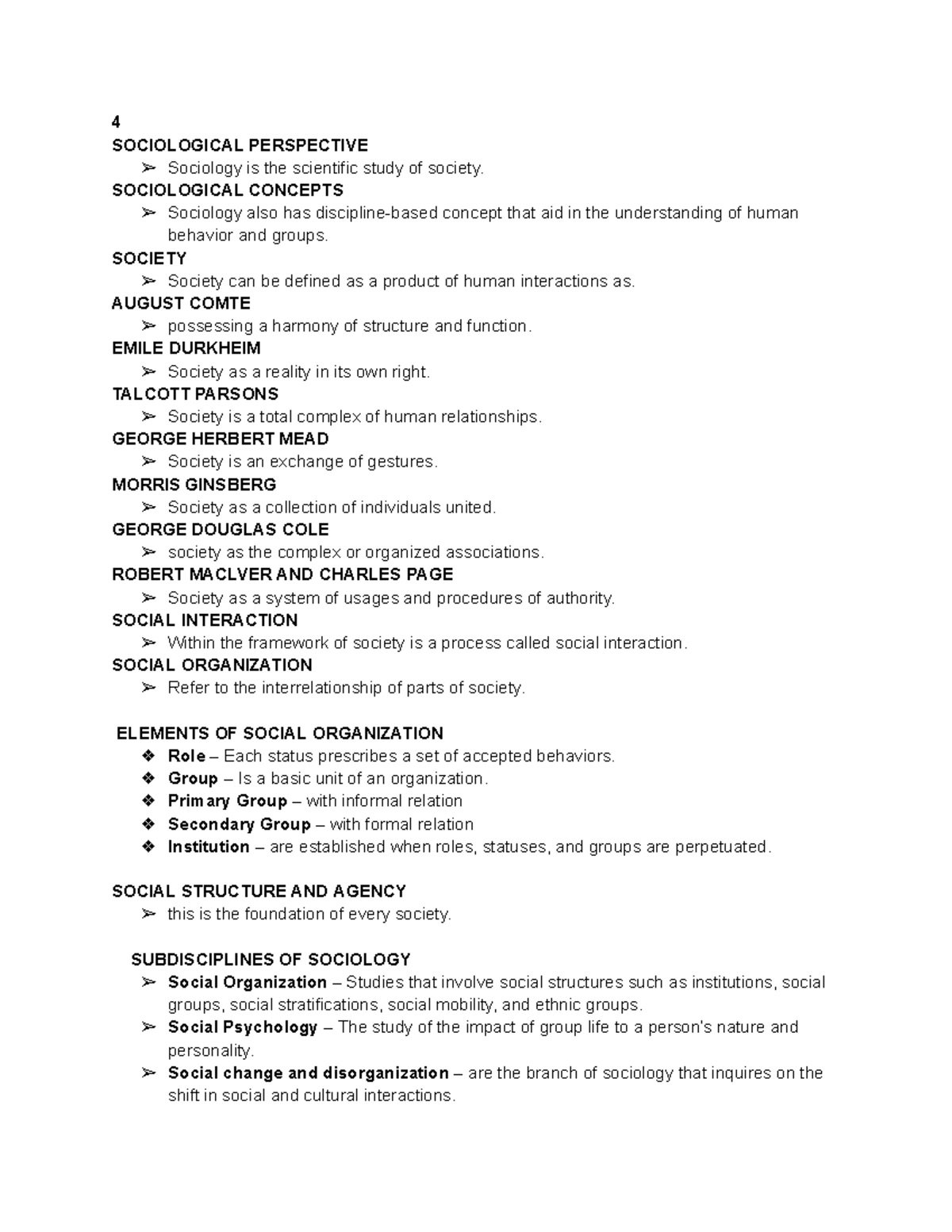 Ucsp - notes - 4 SOCIOLOGICAL PERSPECTIVE Sociology is the scientific ...
