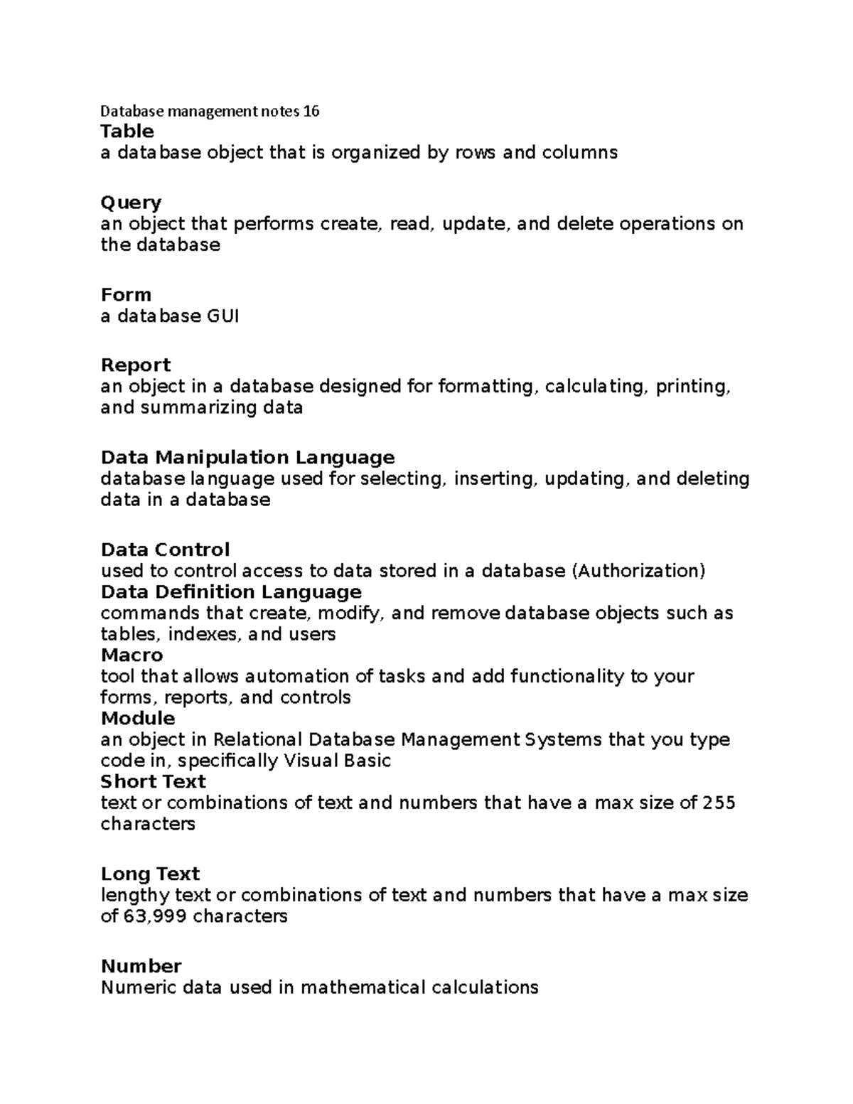Database management notes 16 attachment a file that can be attached