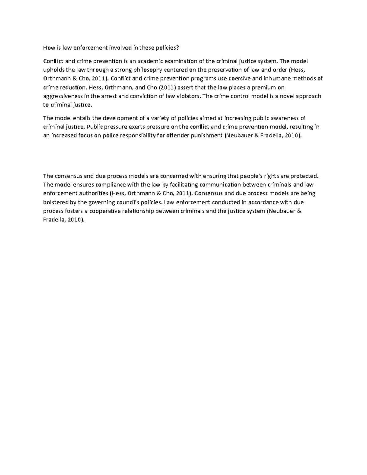 Free Writing Essay Sample by a College Student - How is law enforcement ...