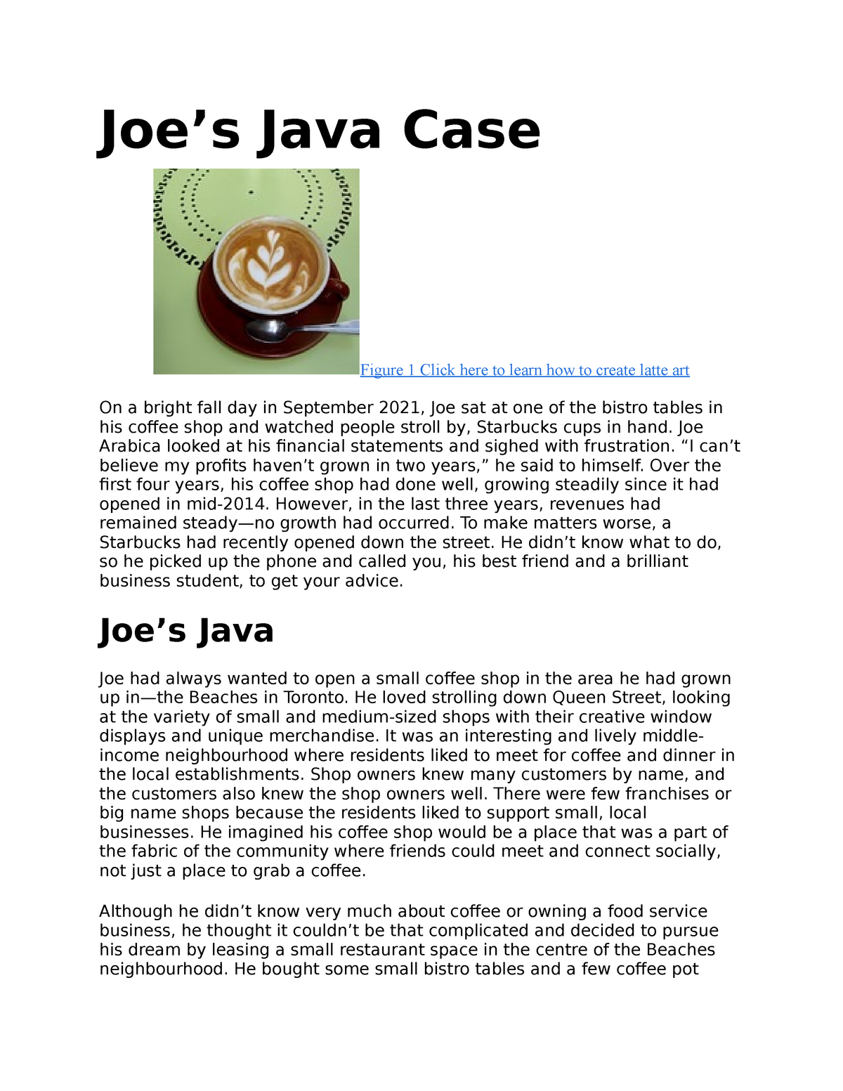 joe's java case study