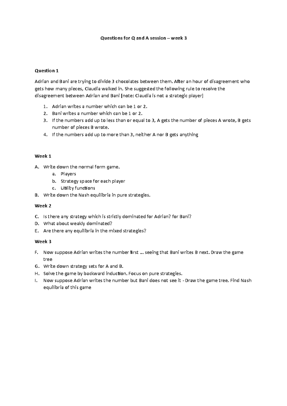Q and A session week 3 - QUESTIONS - Questions for Q and A session ...